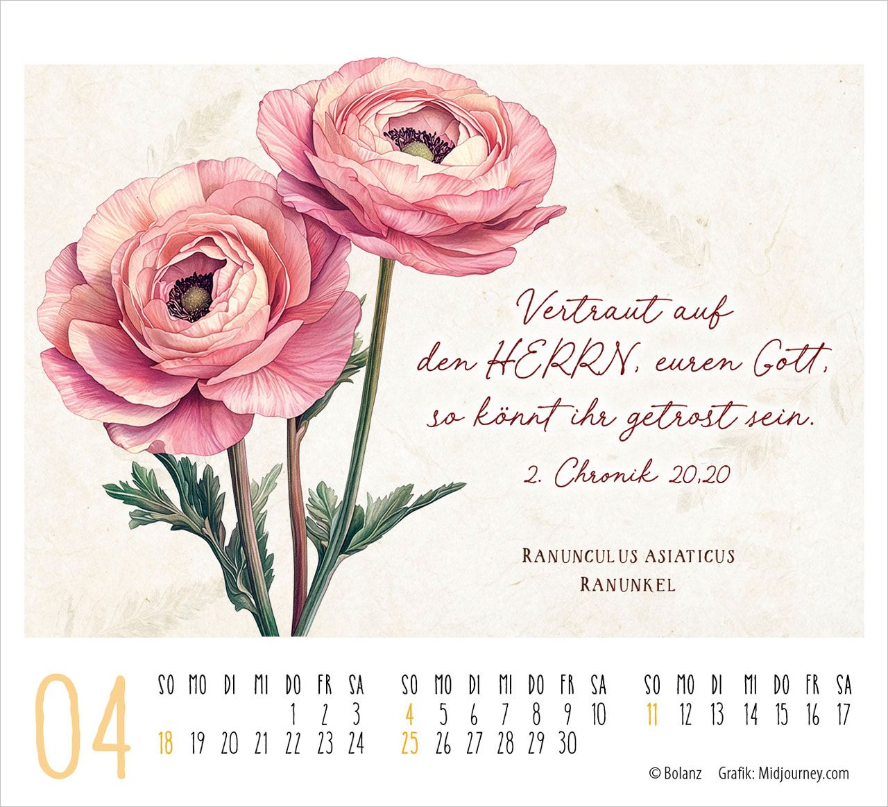 Aufstellkalender - Kunstwerke des Schöpfers 2027