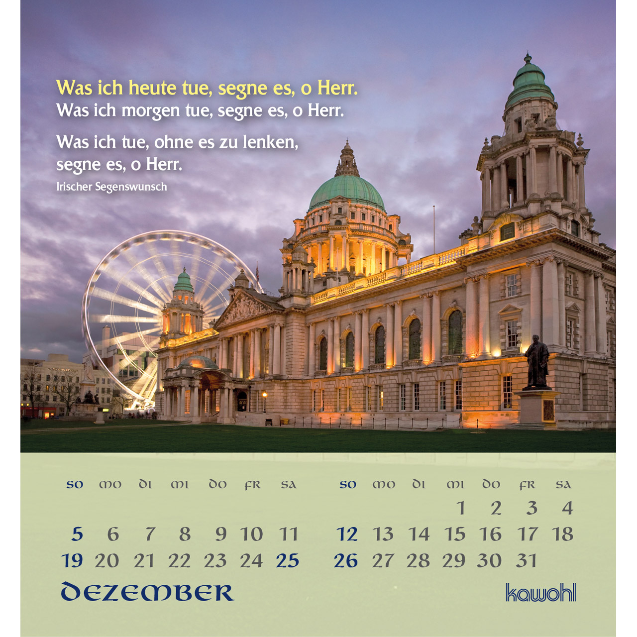 Aufstellkalender - Tiefen Frieden wünsche ich dir 2027