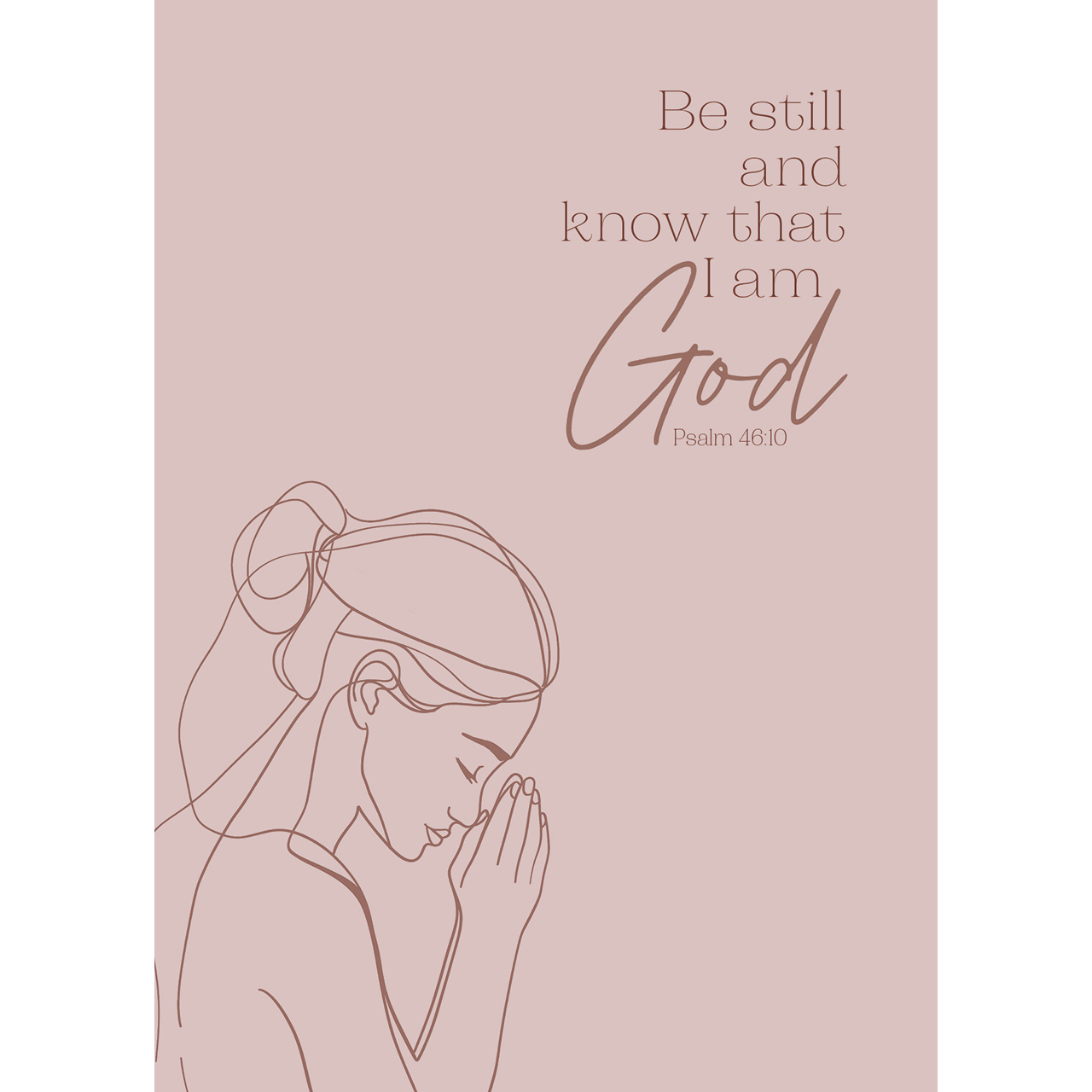 Postkarten - Be still and know that I am God - Lineart betende Frau