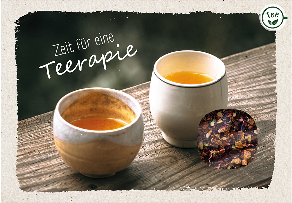 Lebensmittel-Karte - Teekarte 'Zeit für eine TEErapie' - Becher Tee Holz