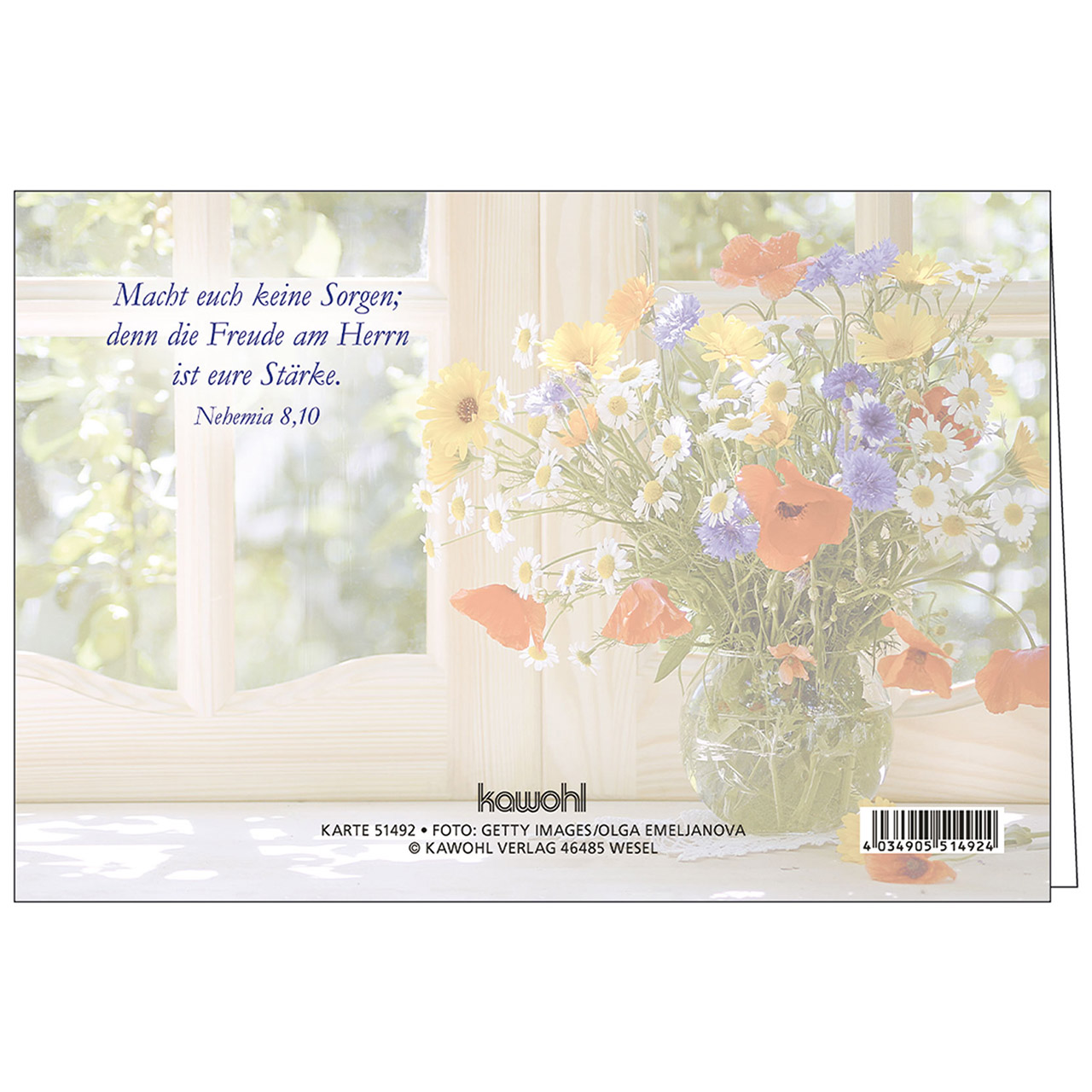 Faltkarte - Zum 75. Viel Glück und viel Segen - Wiesenblumenstrauß Vase