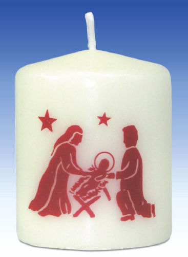 Kerze - Kerze 6 cm 'Krippe' rot