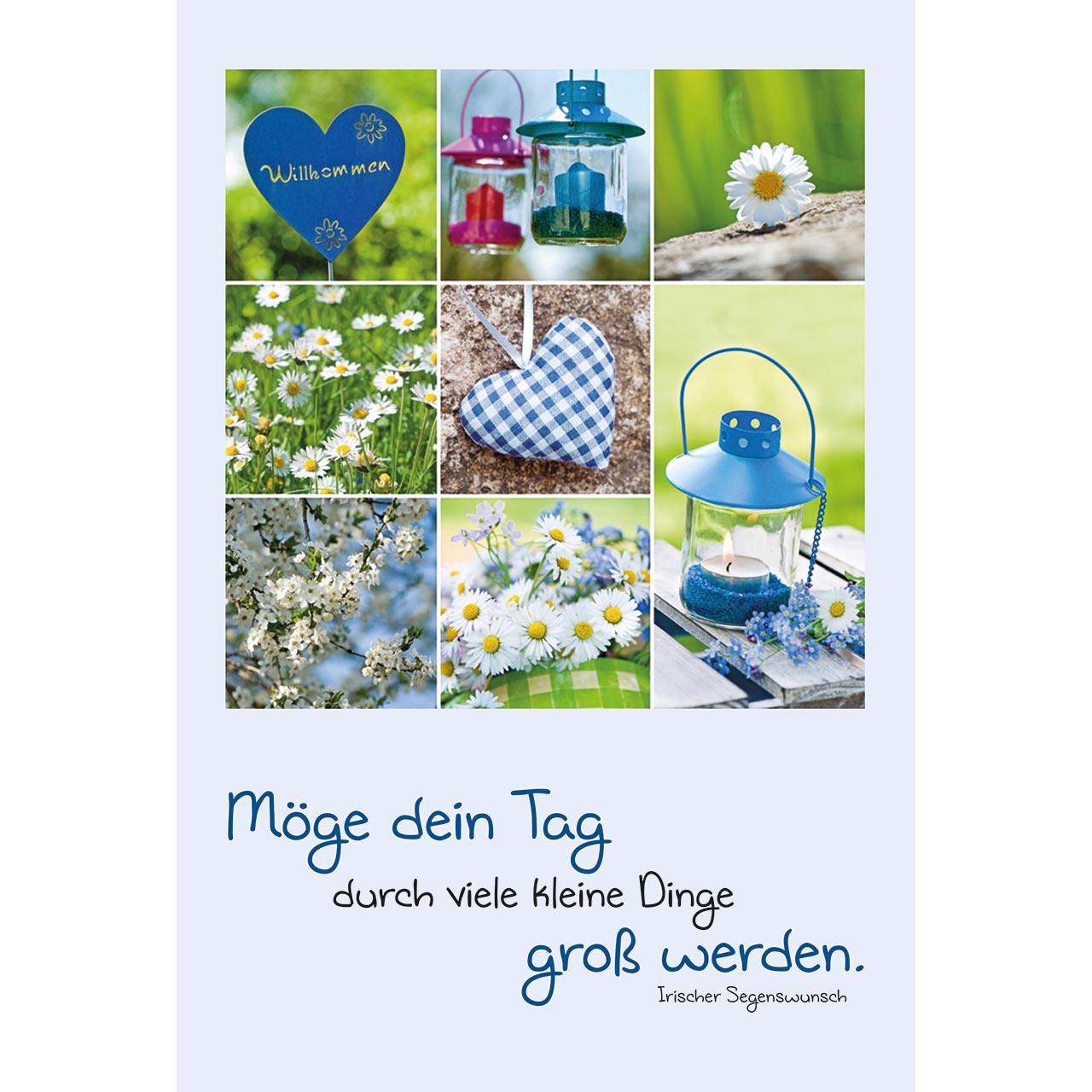 Faltkarte - Möge dein Tag durch viele kleine Dinge - Collage Gänseblümchen Laterne Herz