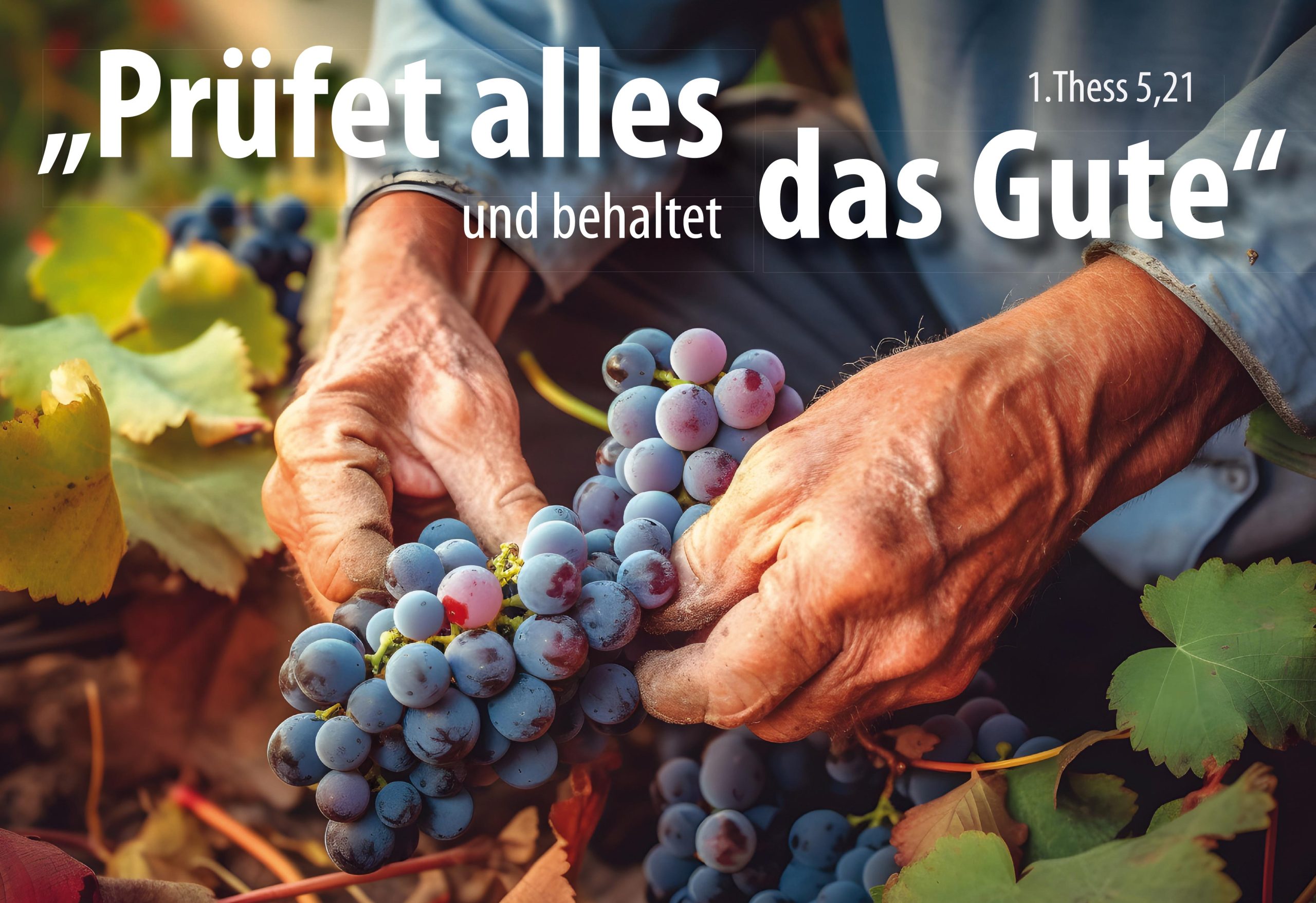 Faltkarte 'Prüfet alles und behaltet das Gute' 1. Thessalonicher 5,21. Motiv: We