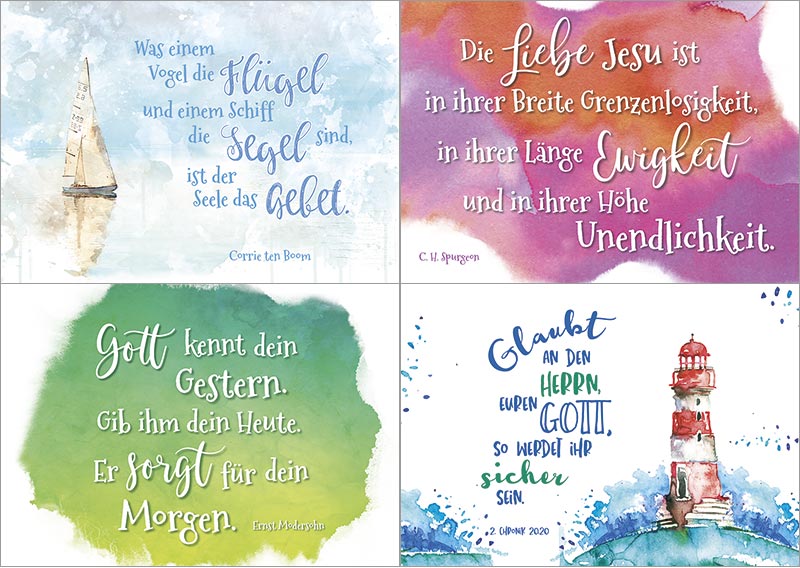 Karte - Minikarten-Serie 'Aquarell' Baumwolle 8 Ex.
