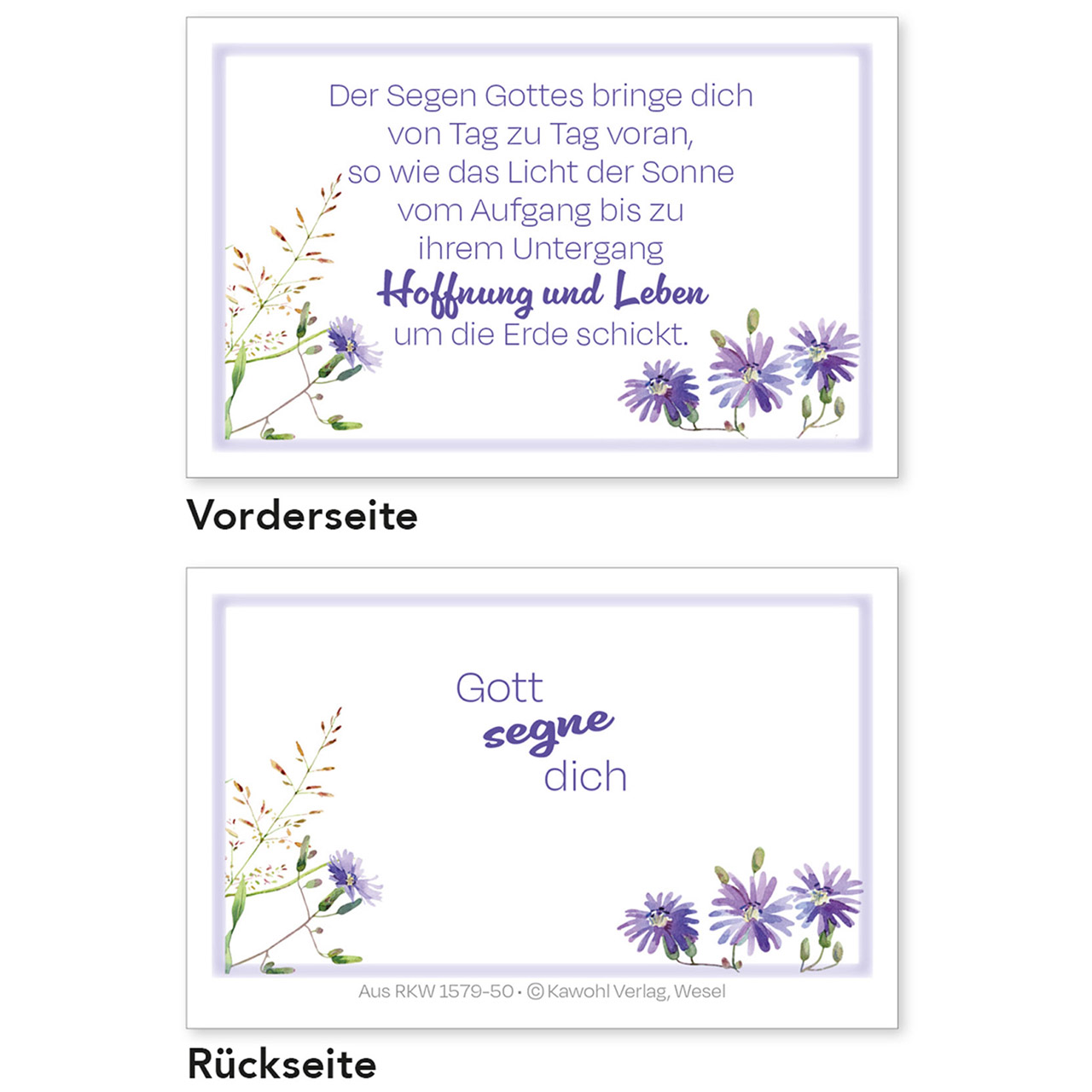 Karten-Box Kunststoff - Segens-Karten - Blumen Aquarell Wildblumenwiese
