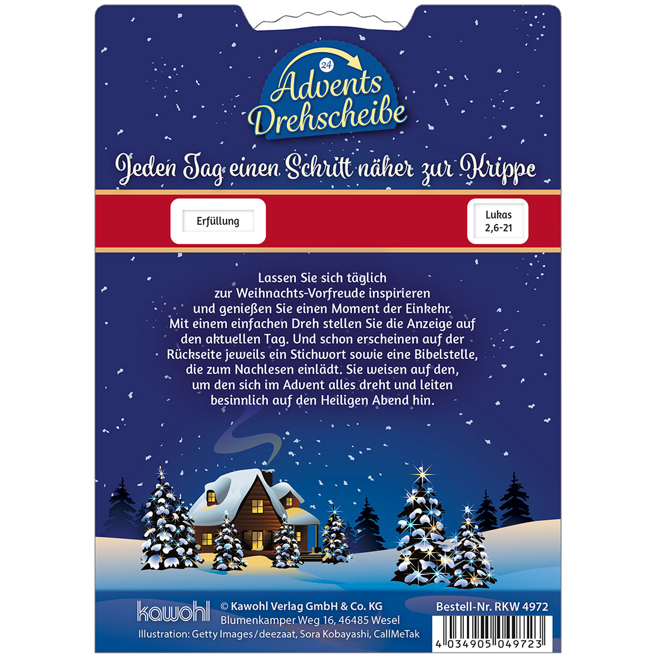 Adventskalender - Gesegnete Adventszeit - Tannenbäume Schnee haus Sterne