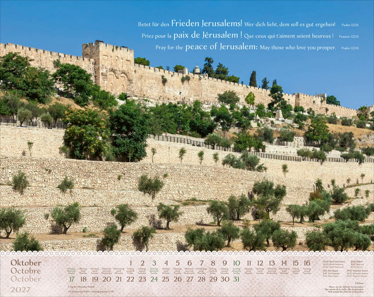 Wandkalender - Israel Shalom 2027 Wandkalender