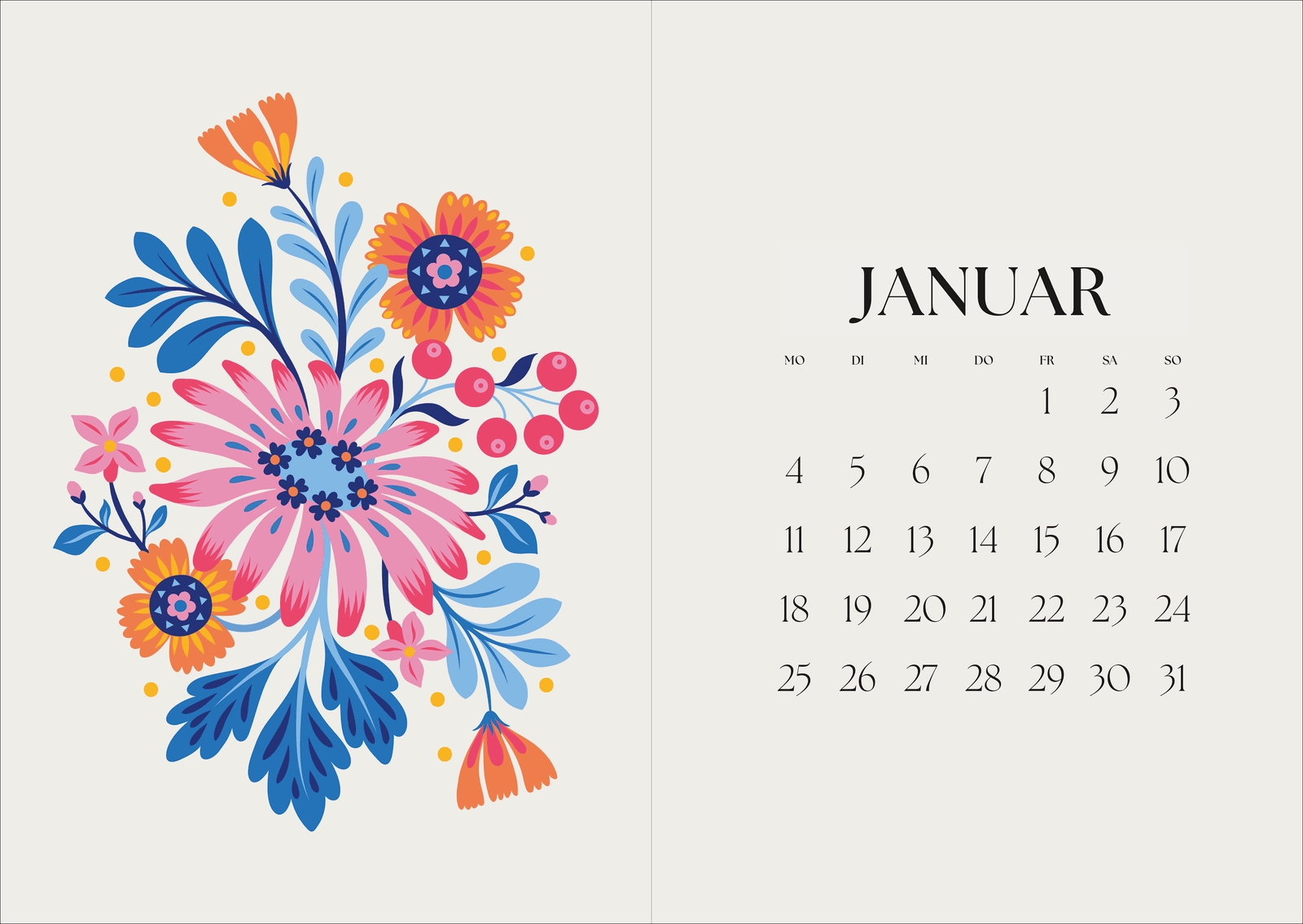 Terminkalender - Taschenkalender 2027 Blütenmotiv