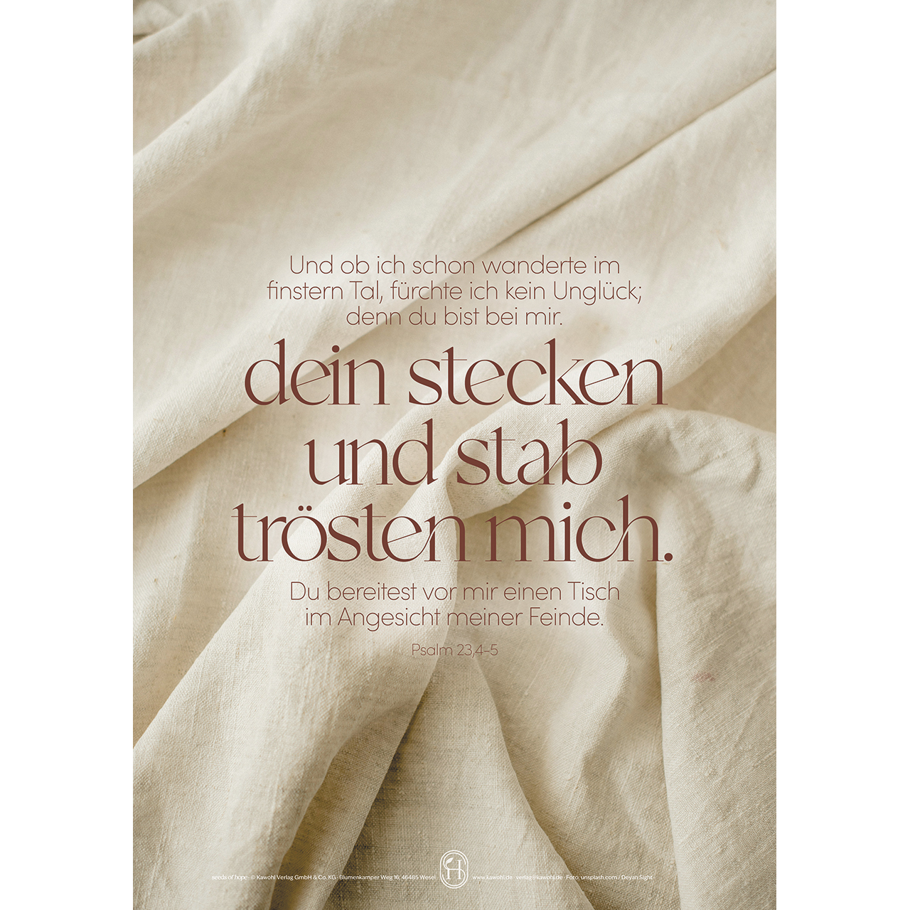Poster - dein stecken und stab trösten mich - Leinentuch