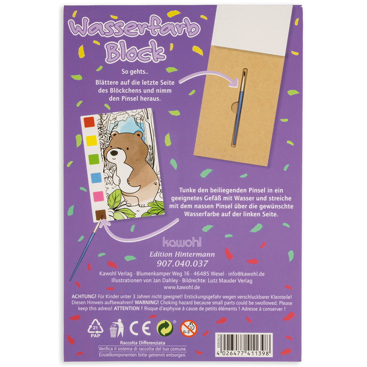 Malblock - Wasserfarbblock Gott hat alle Kinder lieb - Pony