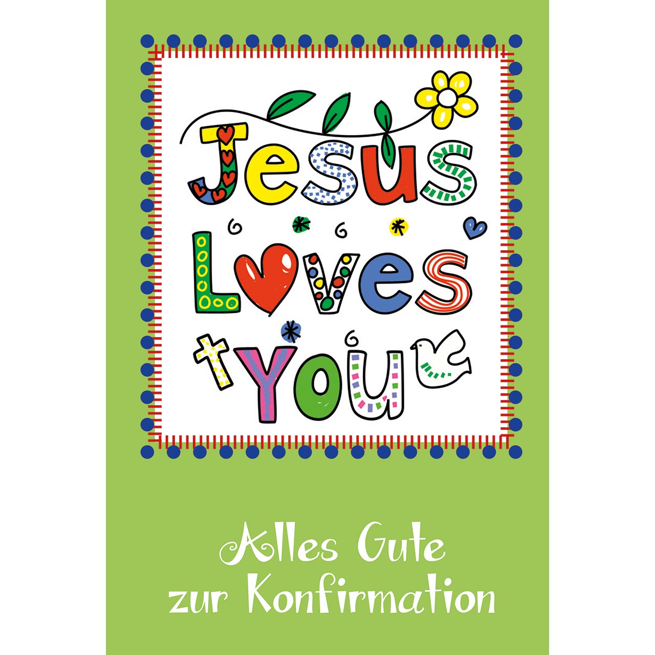 Faltkarte - Jesus loves you - bunte Buchstaben