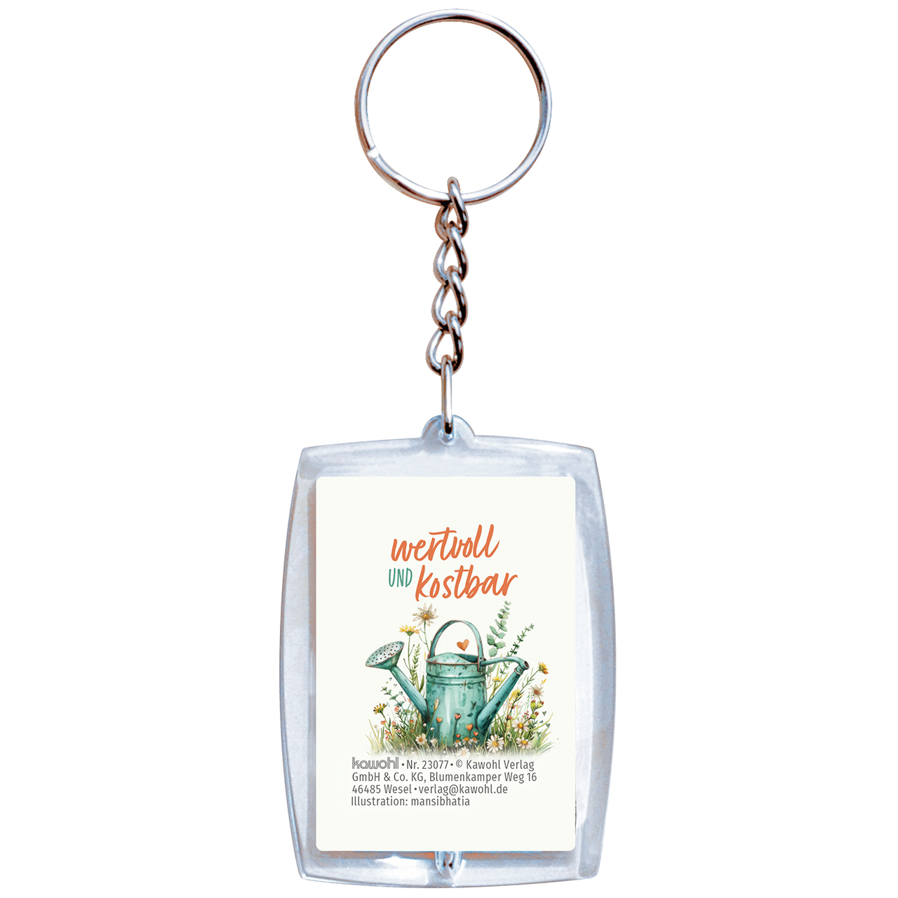 Schlüsselanhänger - wertvoll und kostbar - Blumen Herz Gießkanne