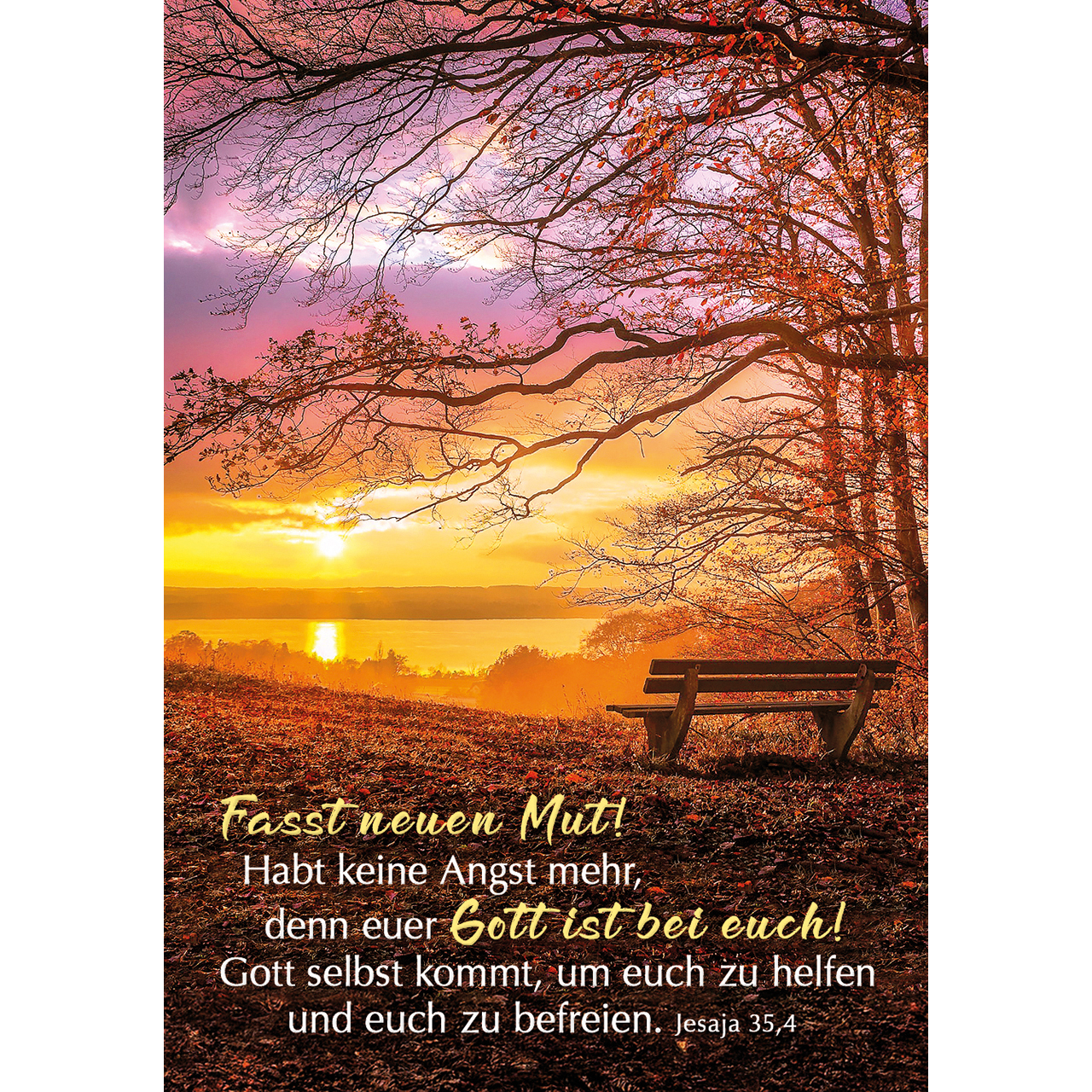 Karten-Box Papier - Lichtgedanken - Heute und morgen in Gott geborgen - Sonnenaufgang Berglandschaft Strahlen Berge