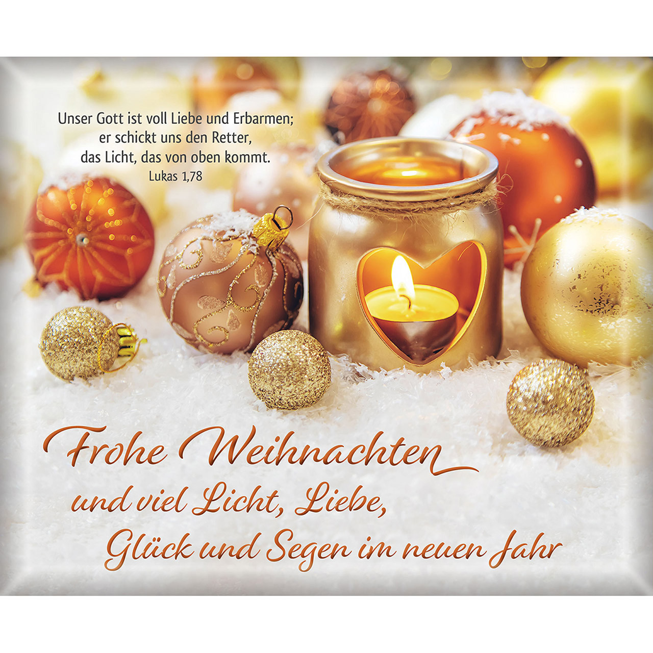 Frohe Weihnachten Umschlag - Frohe Weihnachten - Herz Windlicht Weihnachtskugeln