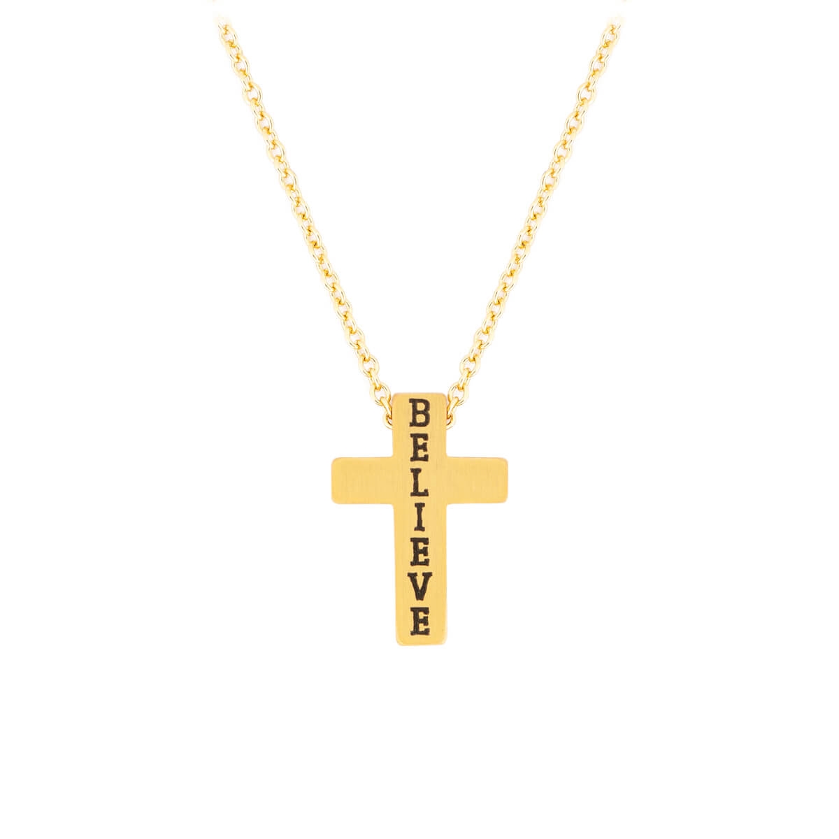 Halskette - Halskette mit Anhänger 'Kreuz Believe' goldfarben