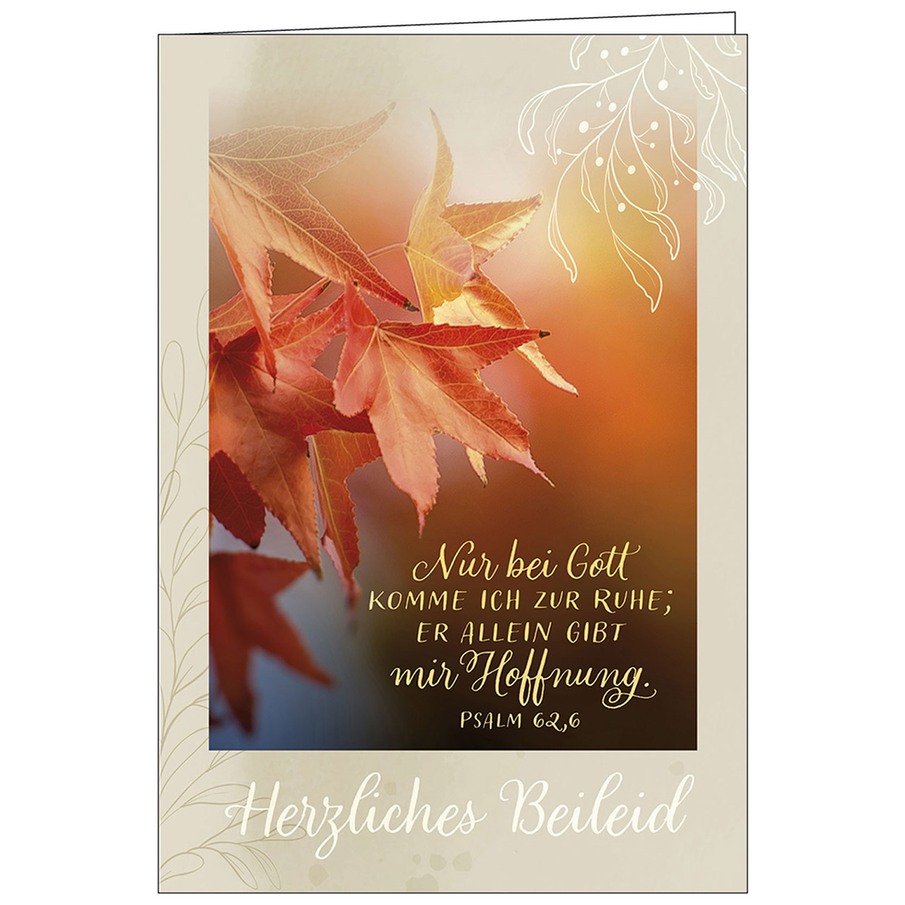 Herzliches Beileid Faltkarte - Herzliches Beileid - Herbstlaub