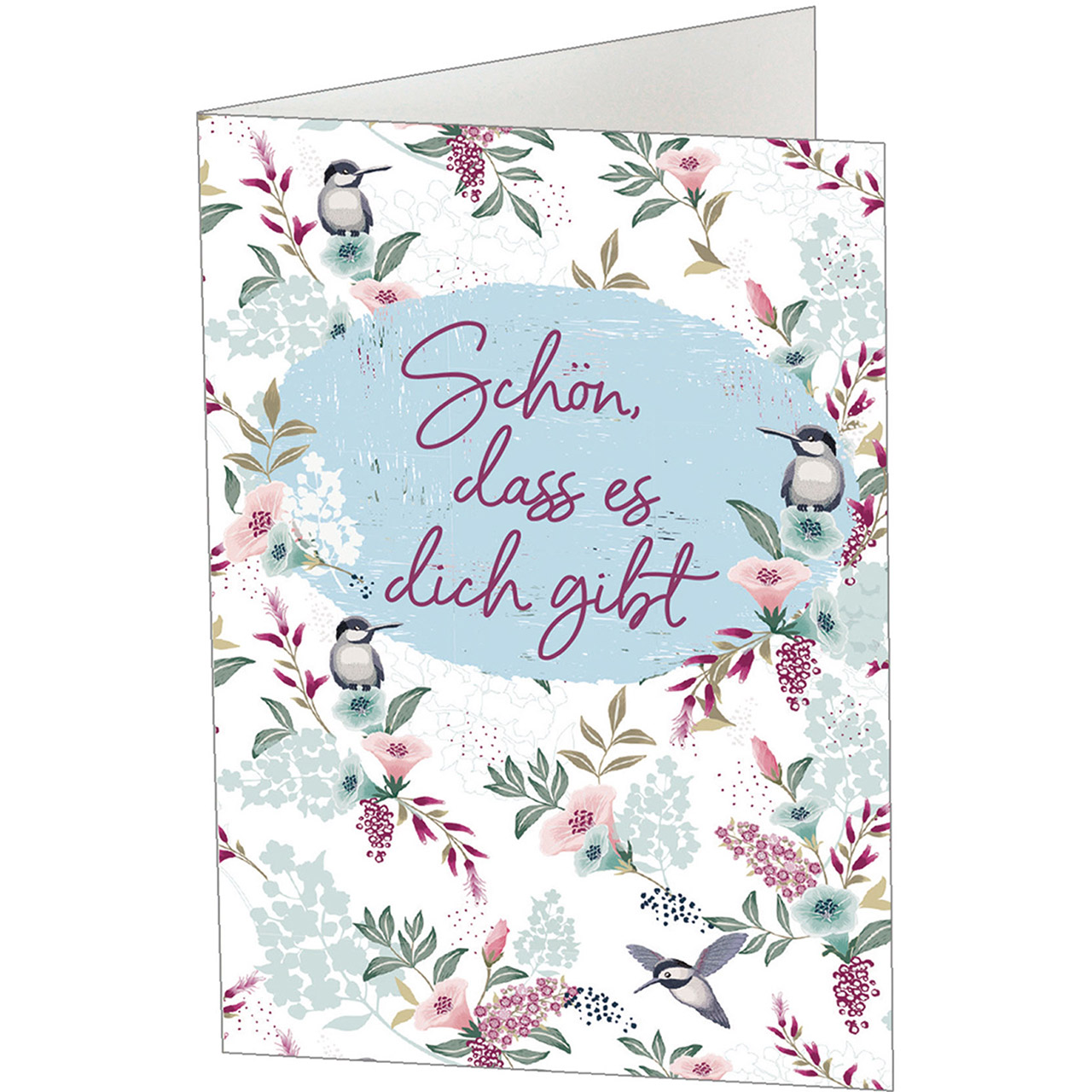 Tasse - Schön, dass es Dich gibt - Kolibri Blumen