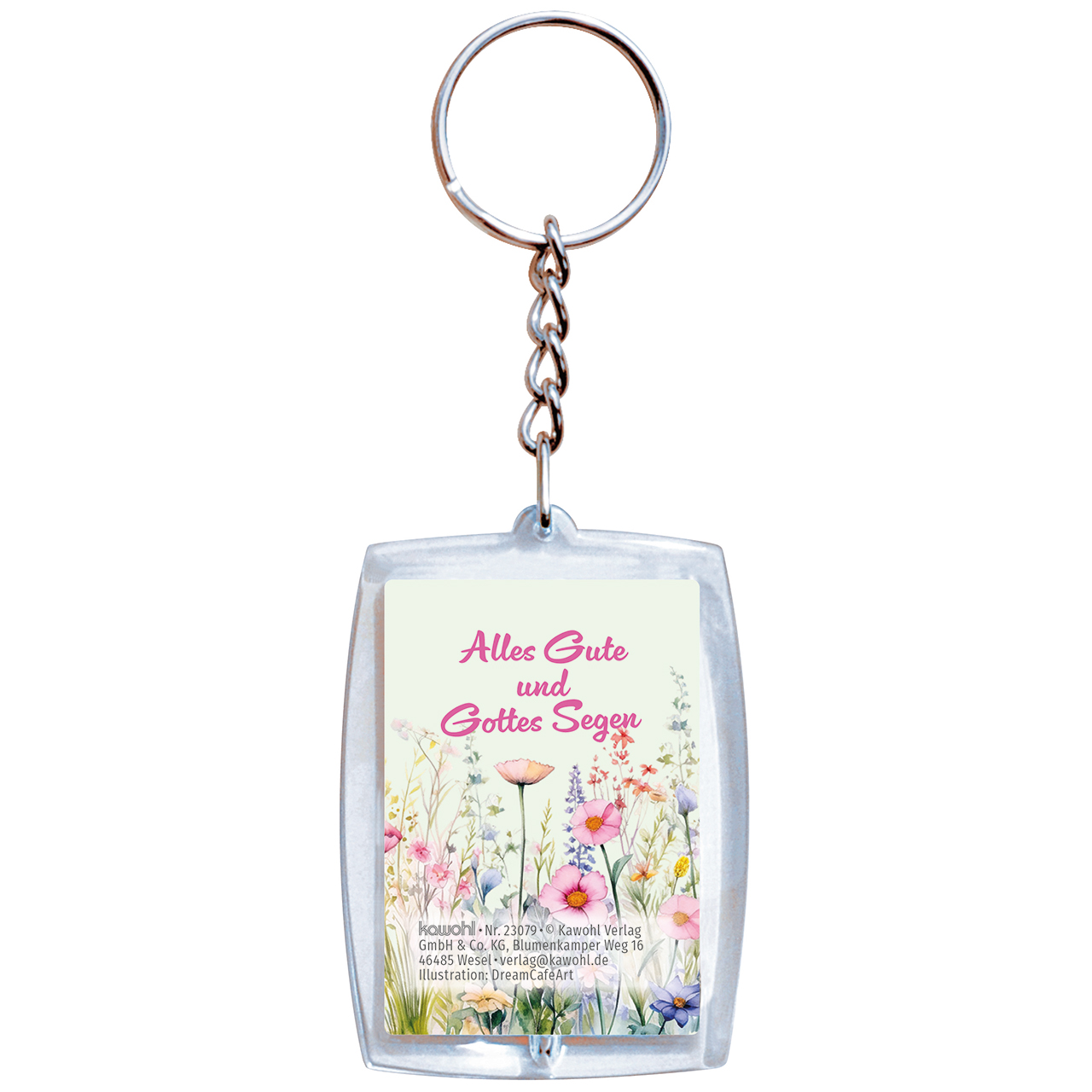 Schlüsselanhänger - Alles Gute und Gottes Segen - Aquarell Blumen