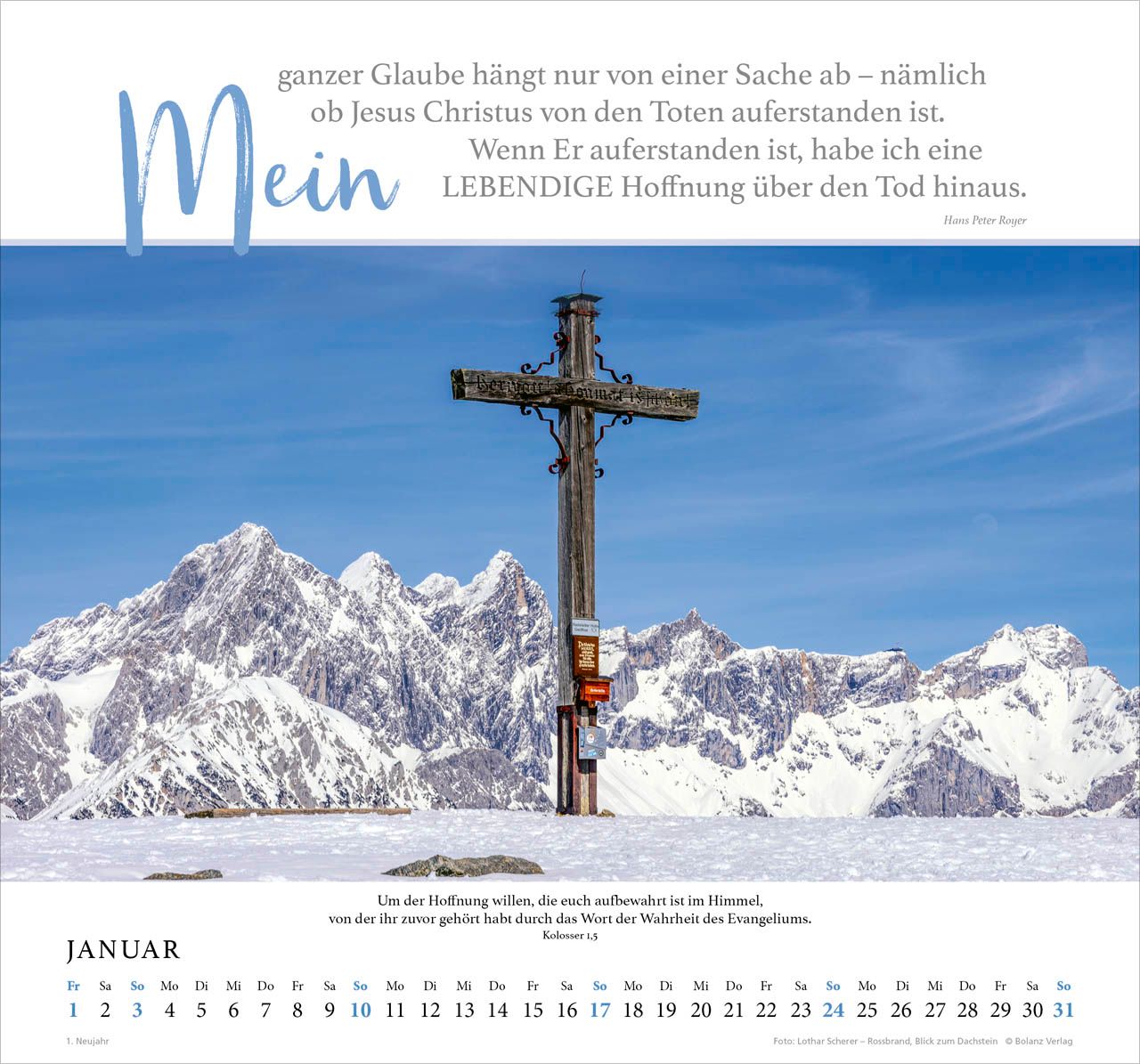 Wandkalender - Fels meiner Stärke 2027 Wandkalender