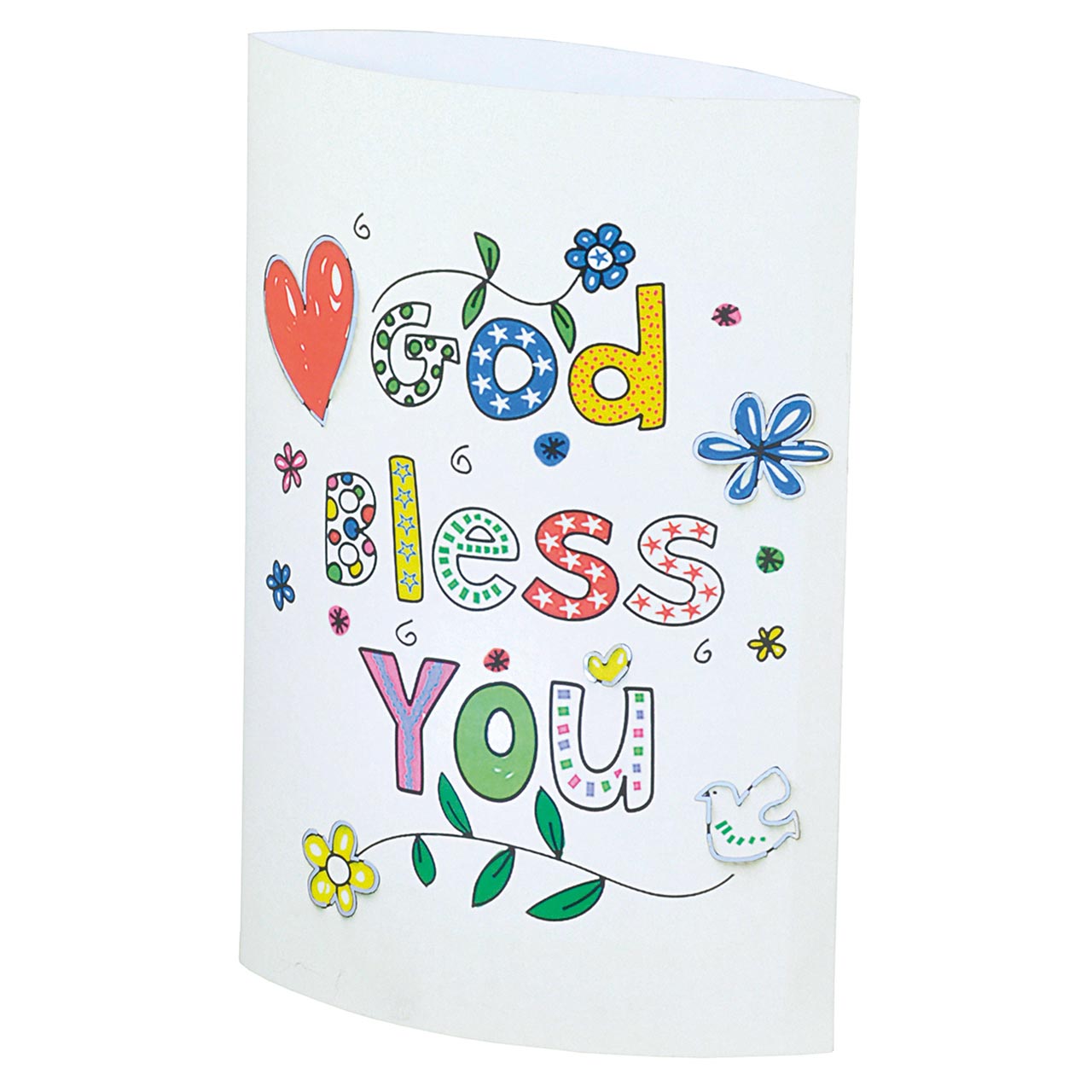 Taschenlampe - God bless you - bunte Buchstaben