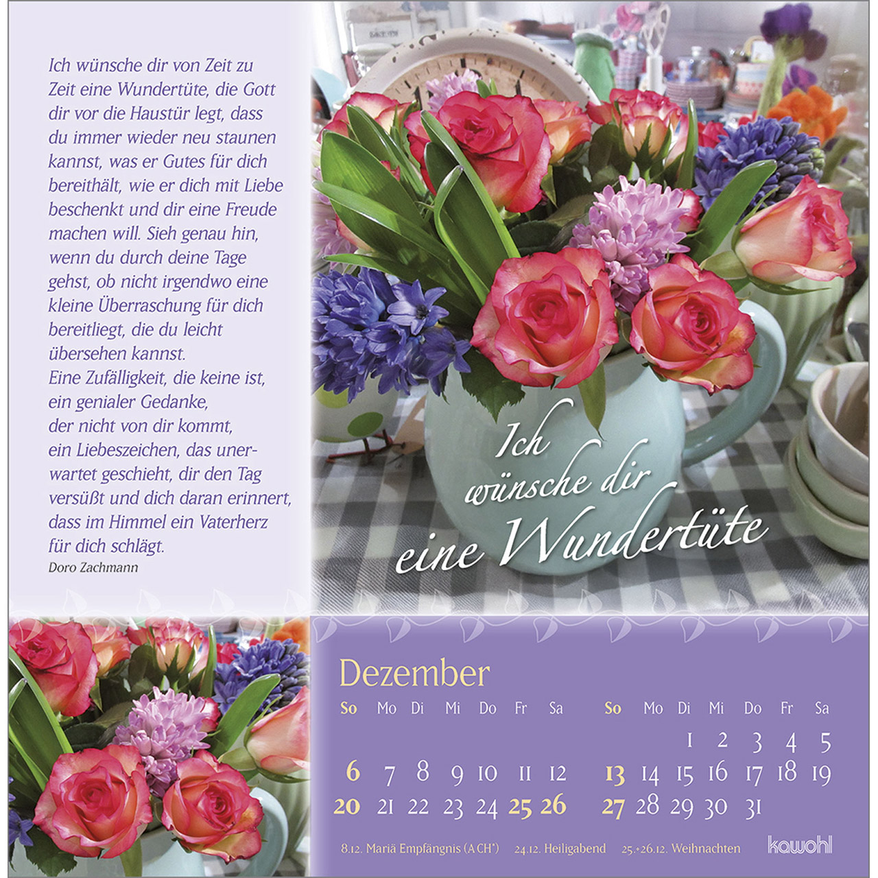 Postkartenkalender - Rosenduft mit lieben Wünschen 2026