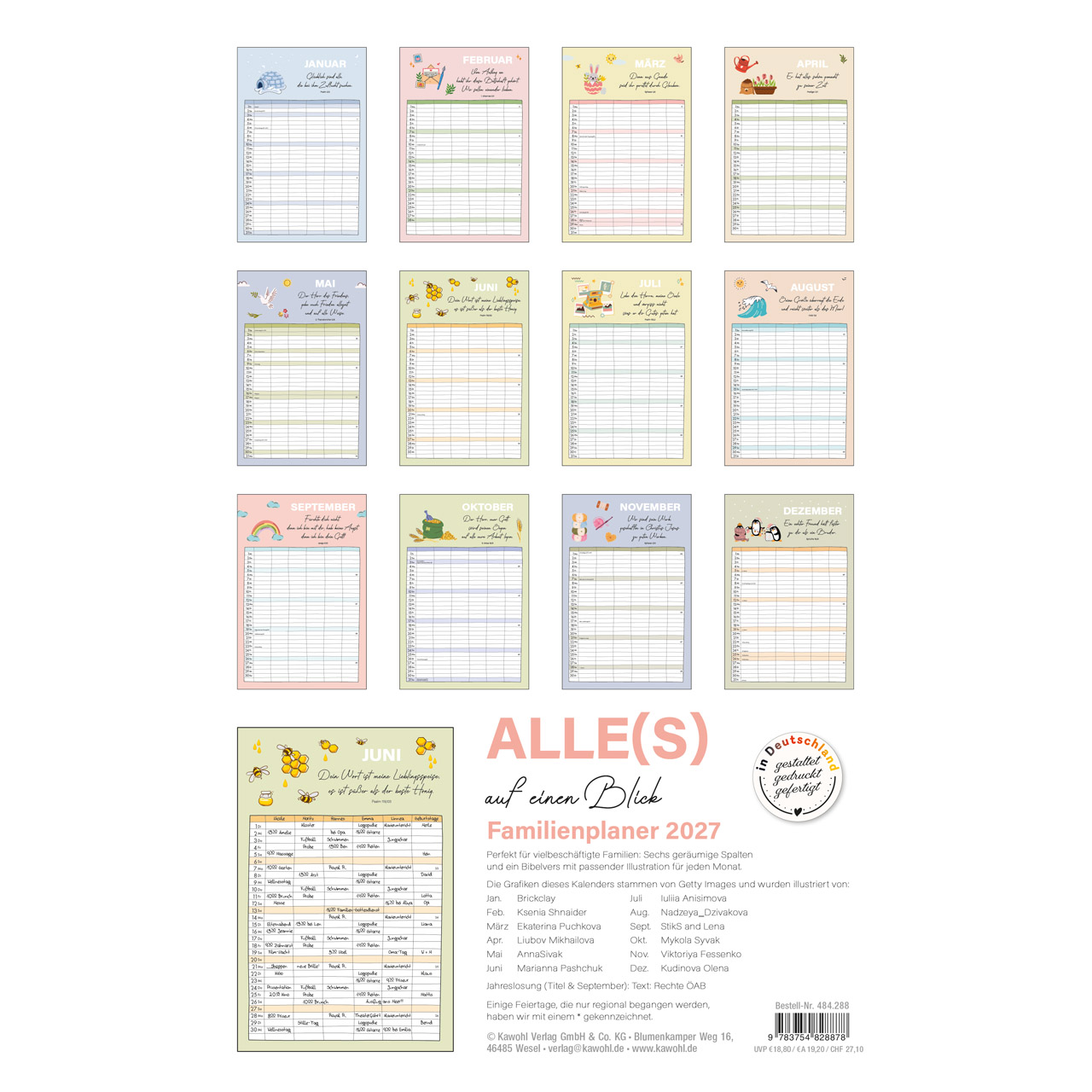 Terminkalender - Familienplaner 2027