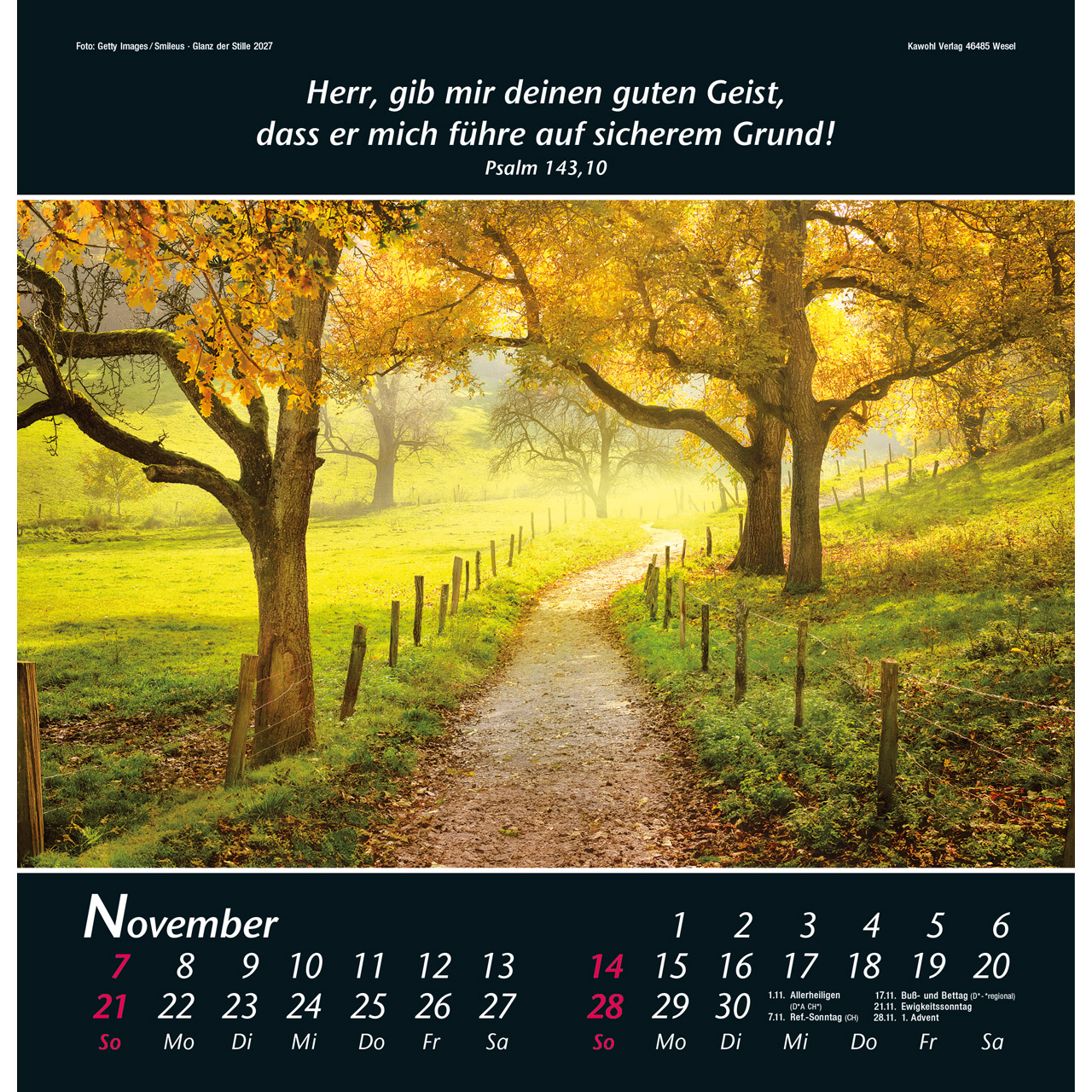 Wandkalender - Glanz der Stille 2027