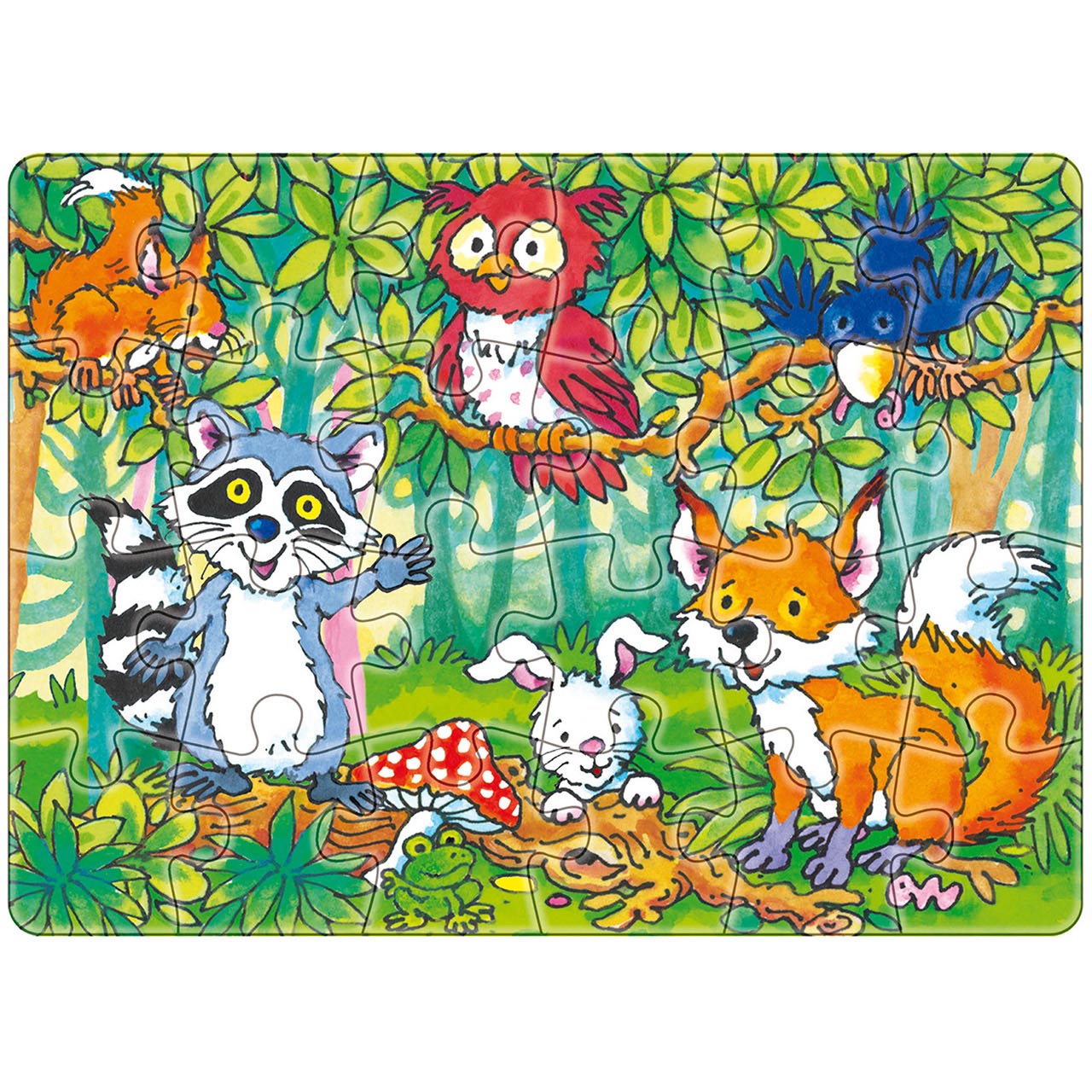 Tiere des Waldes - Sei behütet Puzzle - Tiere des Waldes - Sei behütet - Tiere des Waldes: Waschbär, Fuchs, Hase