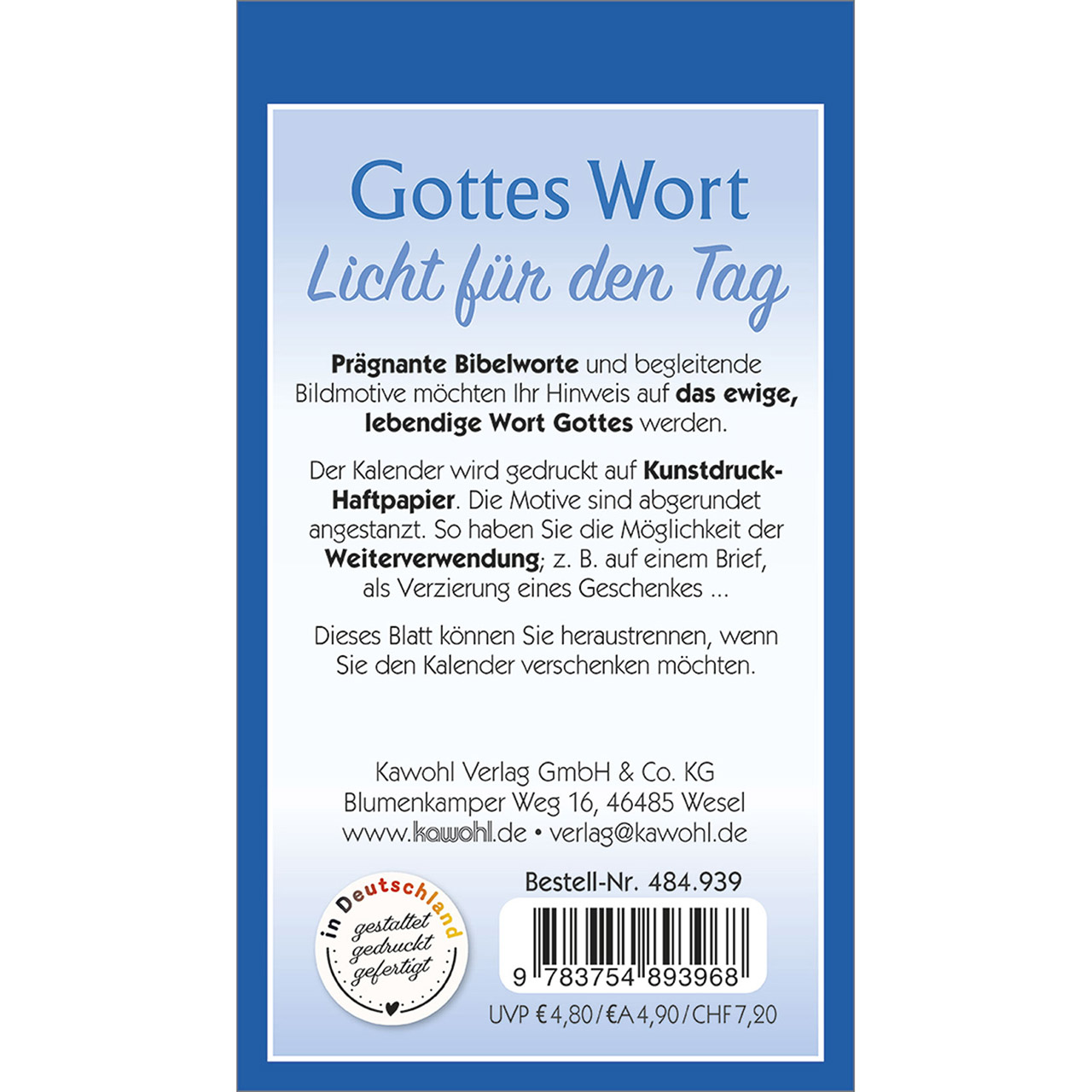 Aufkleberkalender - Gottes Wort - Licht für den Tag 2026