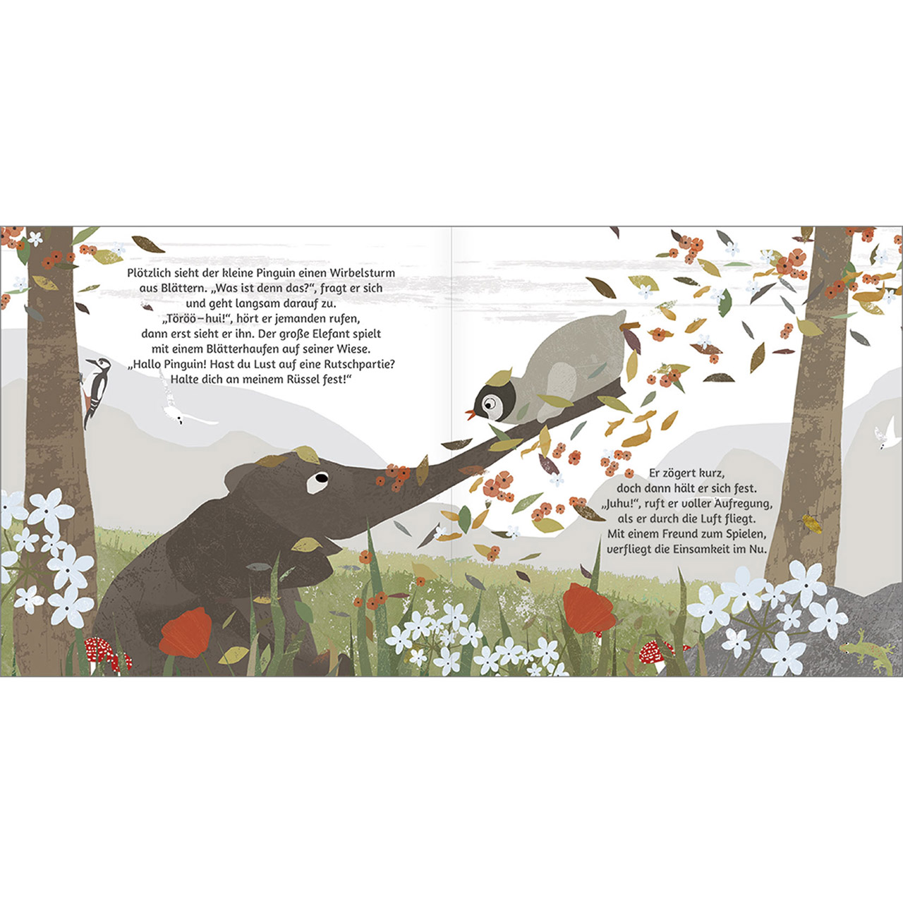 Geschenkbuch - So wunderbar sind Freunde - Pinguin auf Blumenwiese<br />viele Tiere