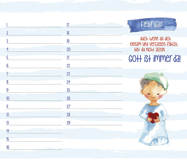 Immerwährender Kalender - Ich vergess dich nicht - Streifen Blumen