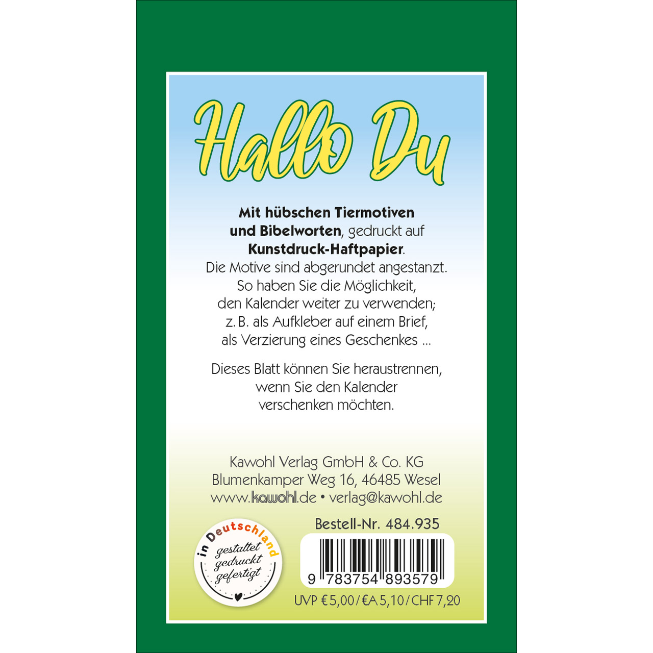 Aufkleberkalender - Hallo Du 2027