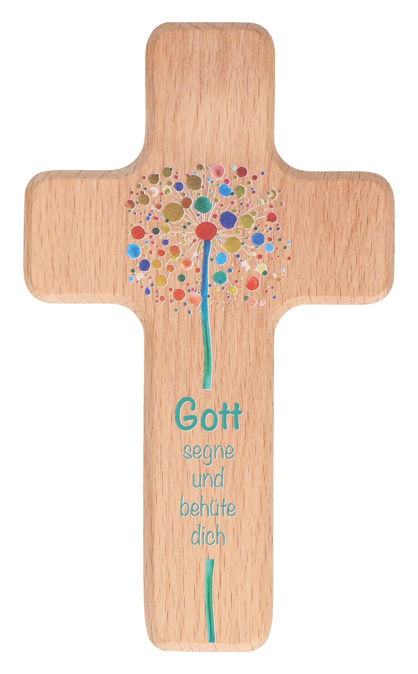 Wanddekoration - Kinderholzkreuz Gesegnet und behütet