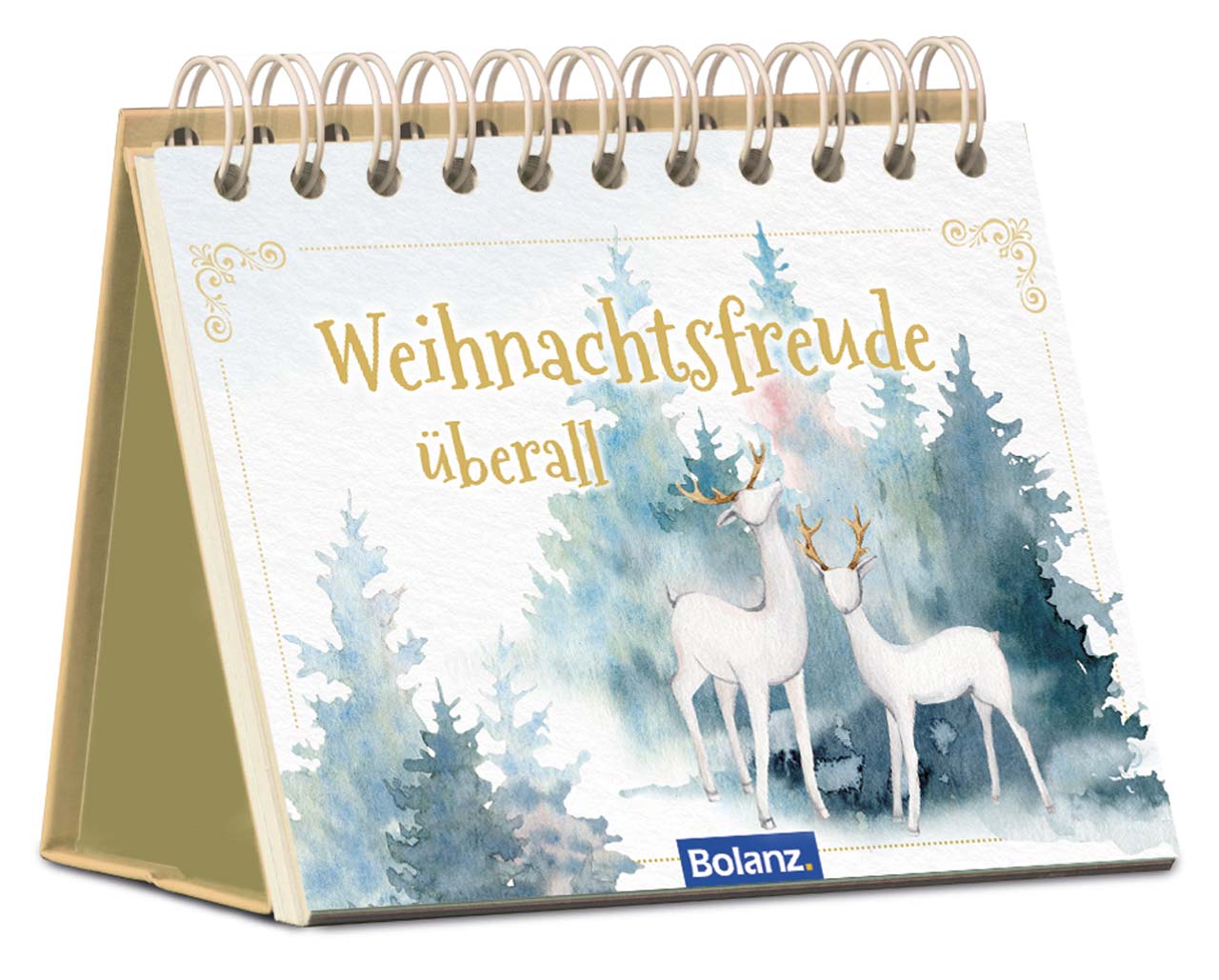 Aufstellbuch - Weihnachtsfreude überall - Rehe Bäume Aufstellbuch Spirallbindung