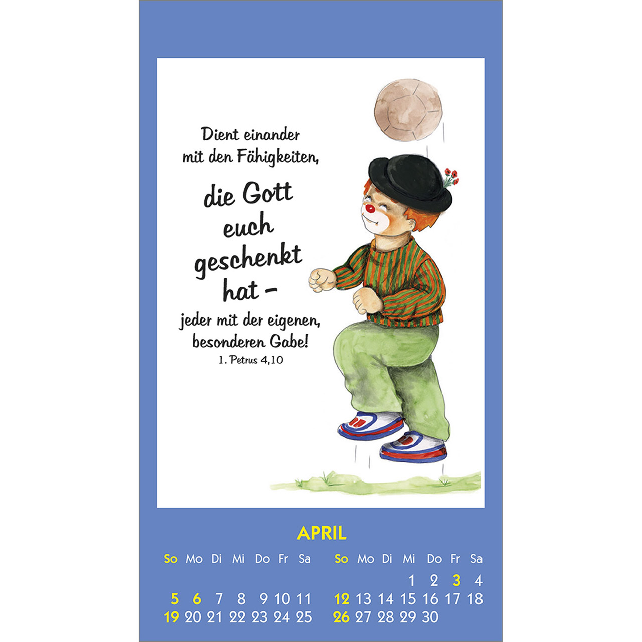 Aufkleberkalender - Kleine Clown-Grüße 2026