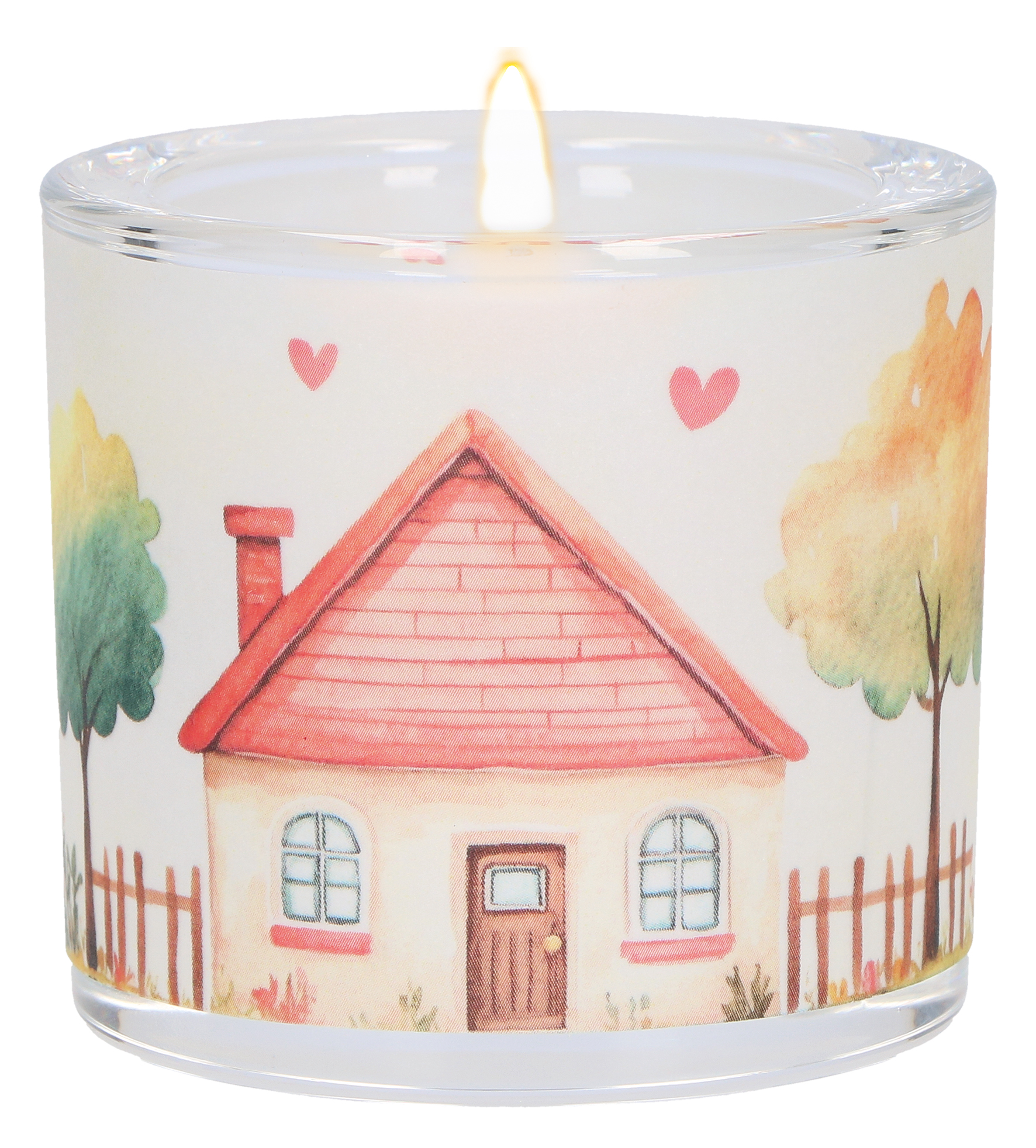 Teelichthalter - Glaswindlicht "Zuhause"