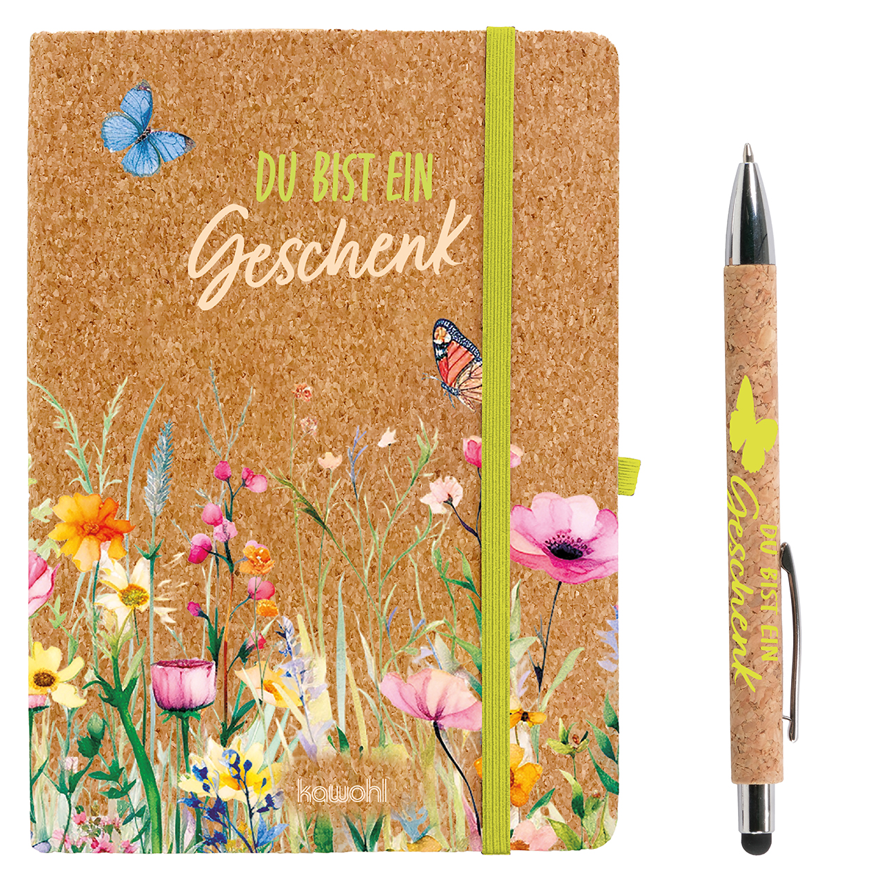 Notieren & Schreiben - Du bist ein Geschenk - Schmetterling Blumen Grafik