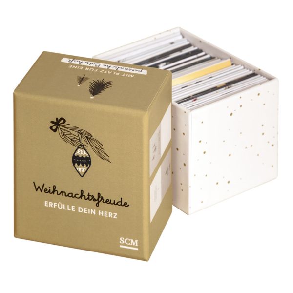 Karten-Box - Weihnachtsfreude erfülle dein Herz (Box) - Tannenzweig Christbaumkugel