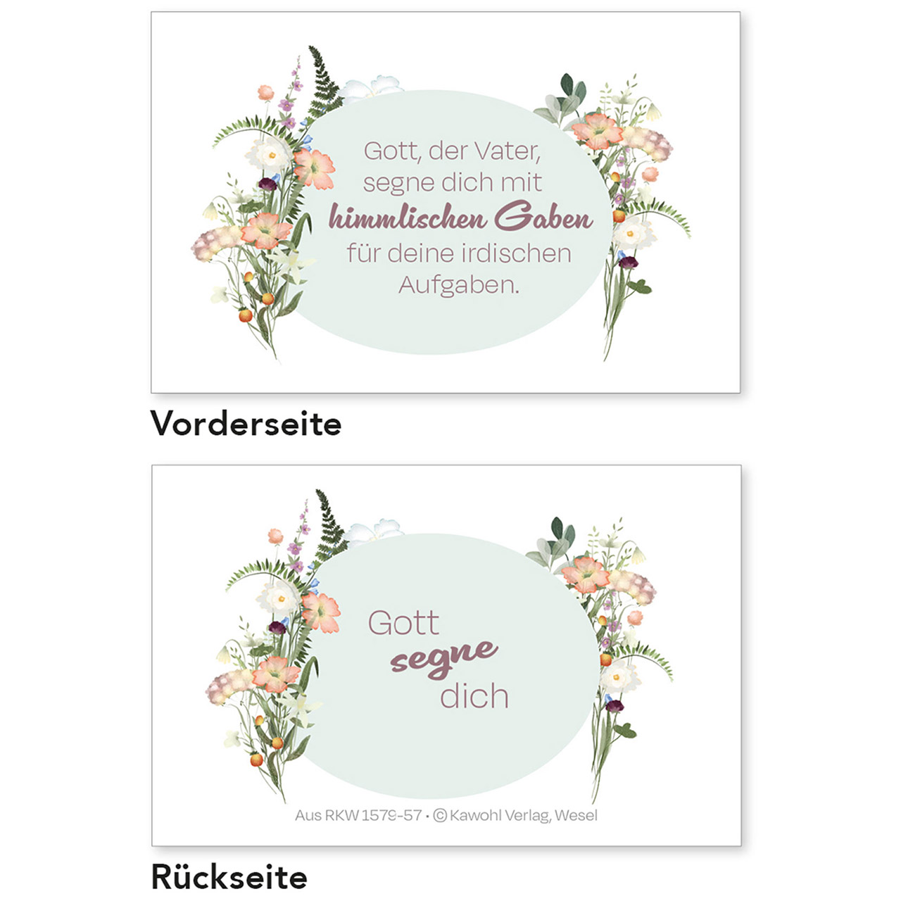 Karten-Box Kunststoff - Segens-Karten - Blumen Aquarell Wildblumenwiese