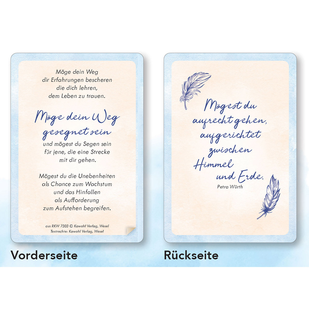 Karten-Box Papier - Ich wünsche Dir Segen - Grafik Federn Möwe Himmel