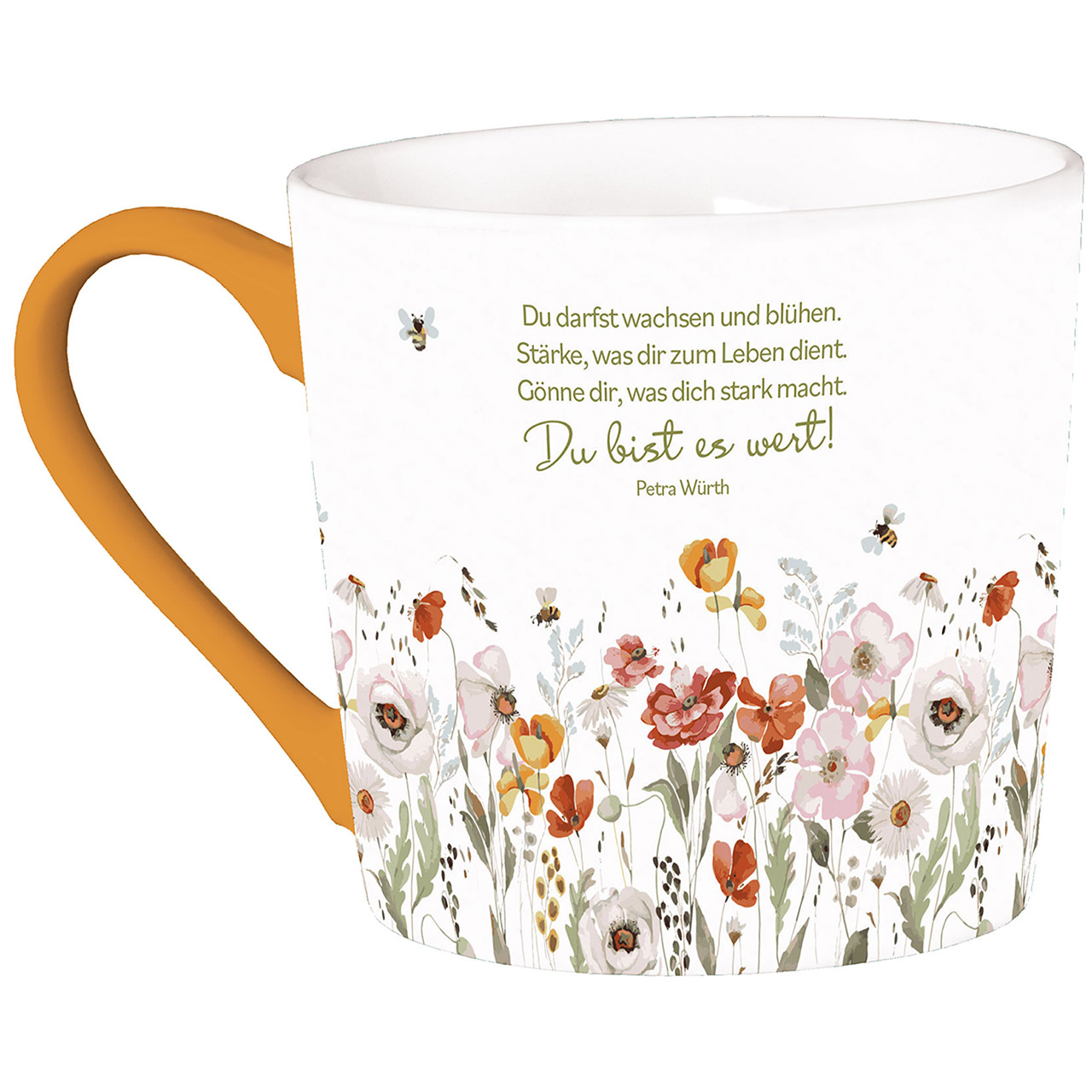 Tasse - Du bist so wertvoll - Grafik Aquarellwildblumen