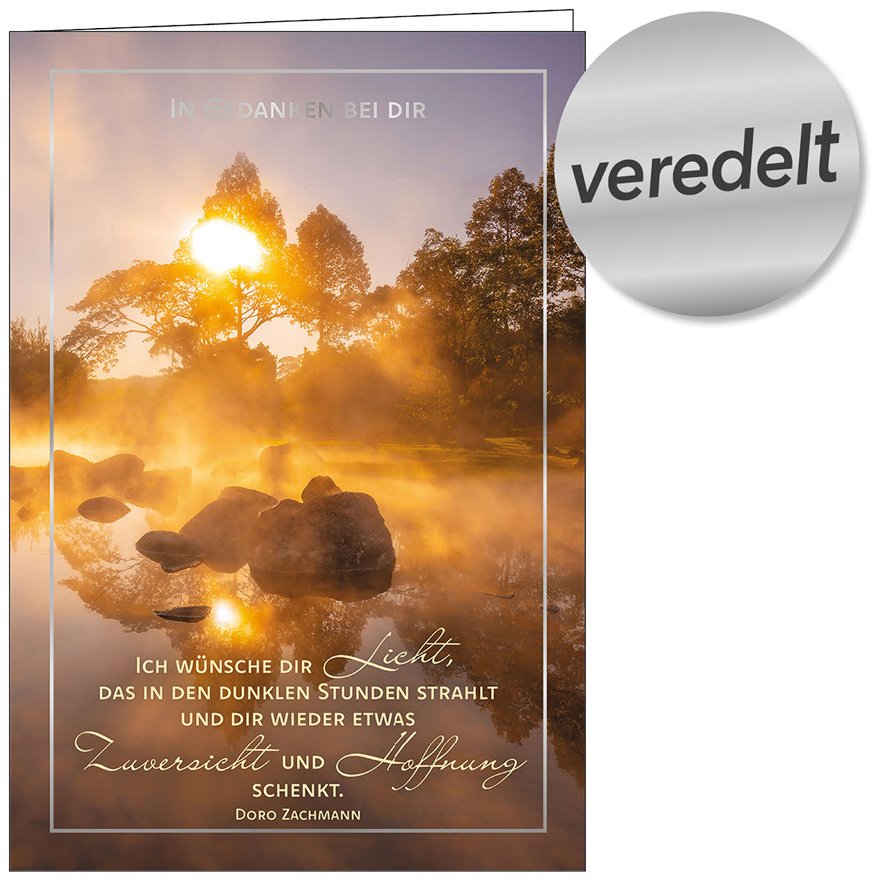In Gedanken bei dir Faltkarte - In Gedanken bei dir - Fels Nebel Sonne