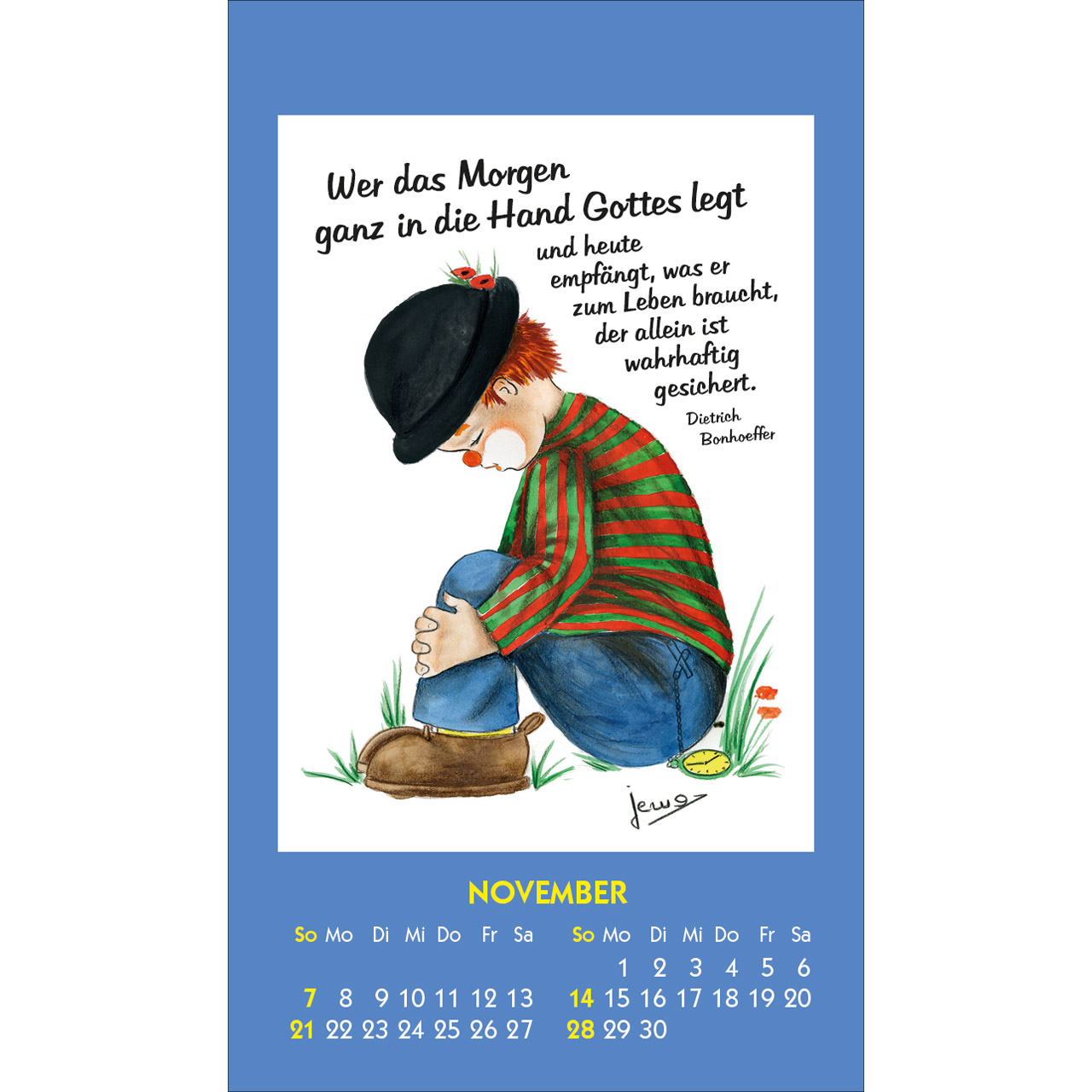 Aufkleberkalender - Kleine Clown-Grüße 2027