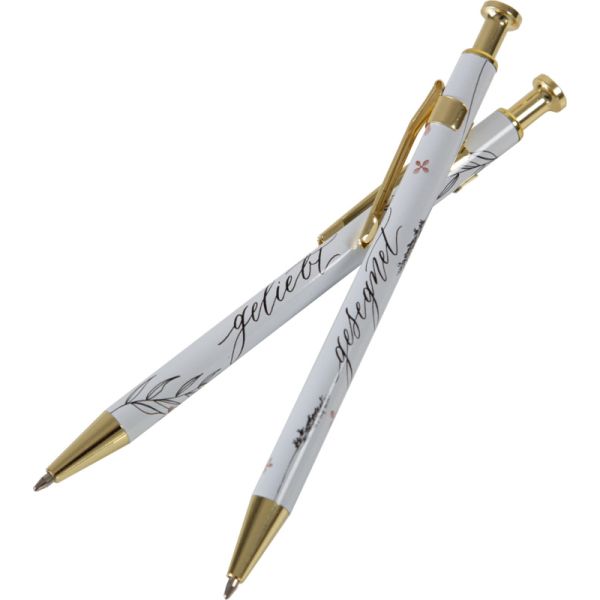 Kugelschreiber - Kugelschreiber-Set 'Blühende Worte' 2 Ex. - Blumen Zweige Schrift Stift