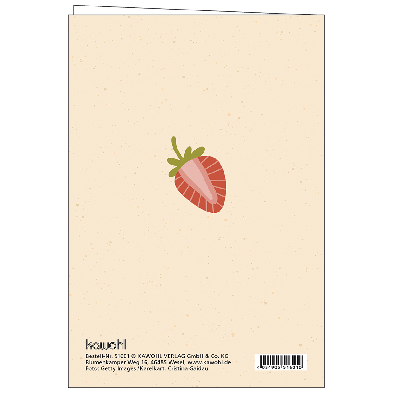 Faltkarte - Alles Gute zum Geburtstag - Erdbeeren Blätter Grafik