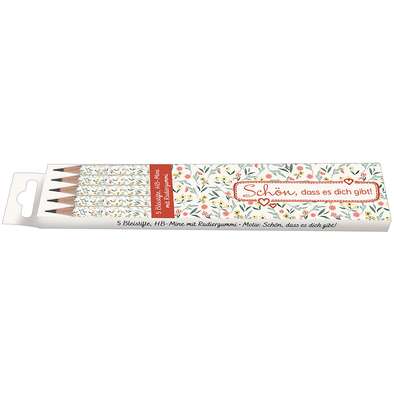 Bleistift - Schön, dass es dich gibt (5er-Pack) - Blumen Grafik