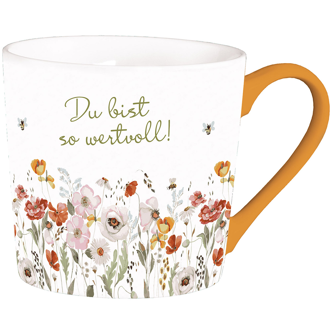Tasse - Du bist so wertvoll - Grafik Aquarellwildblumen