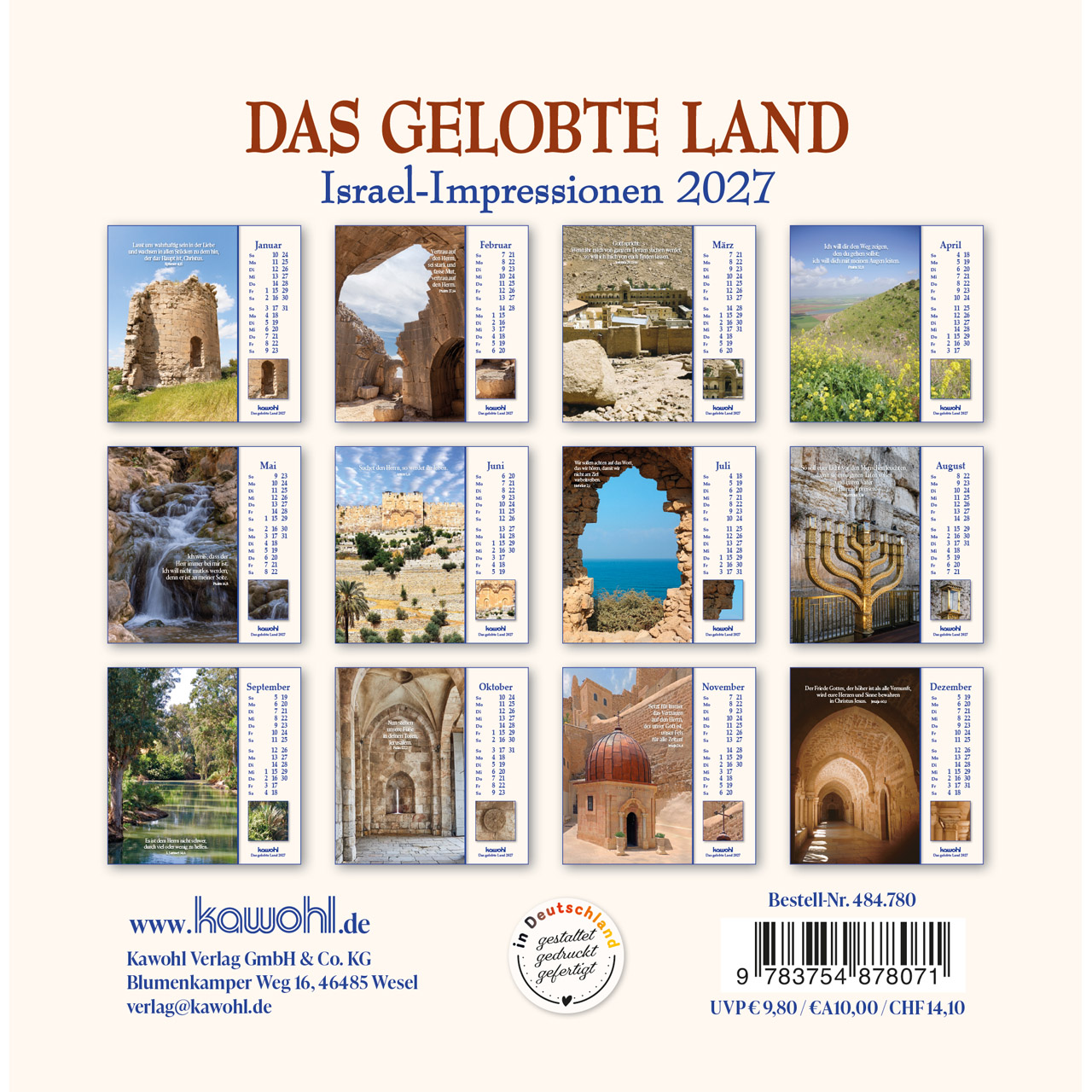 Postkartenkalender - Das gelobte Land 2027