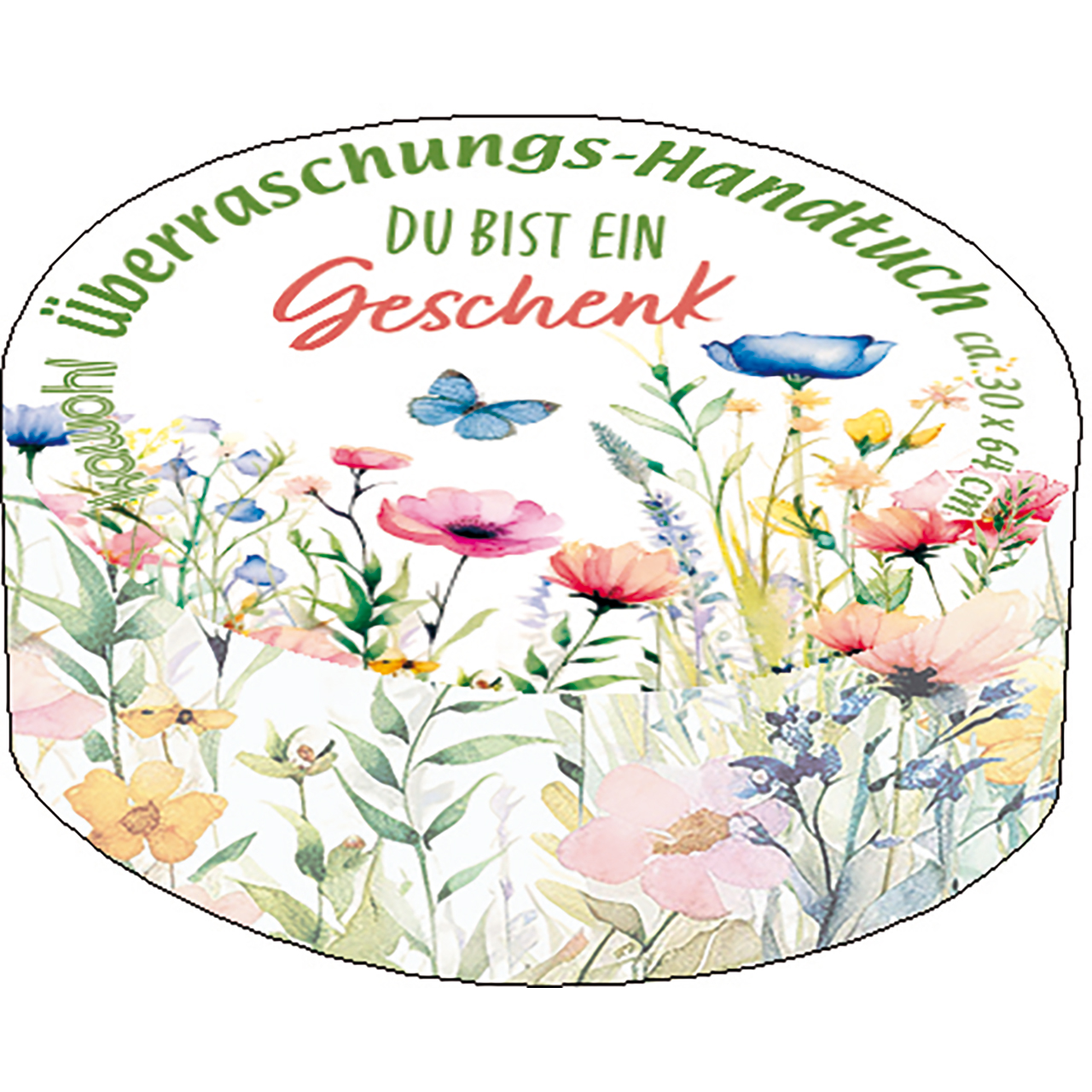 Überraschungs-Handtuch - Du bist ein Geschenk - Aquarell Blumen Schmetterling